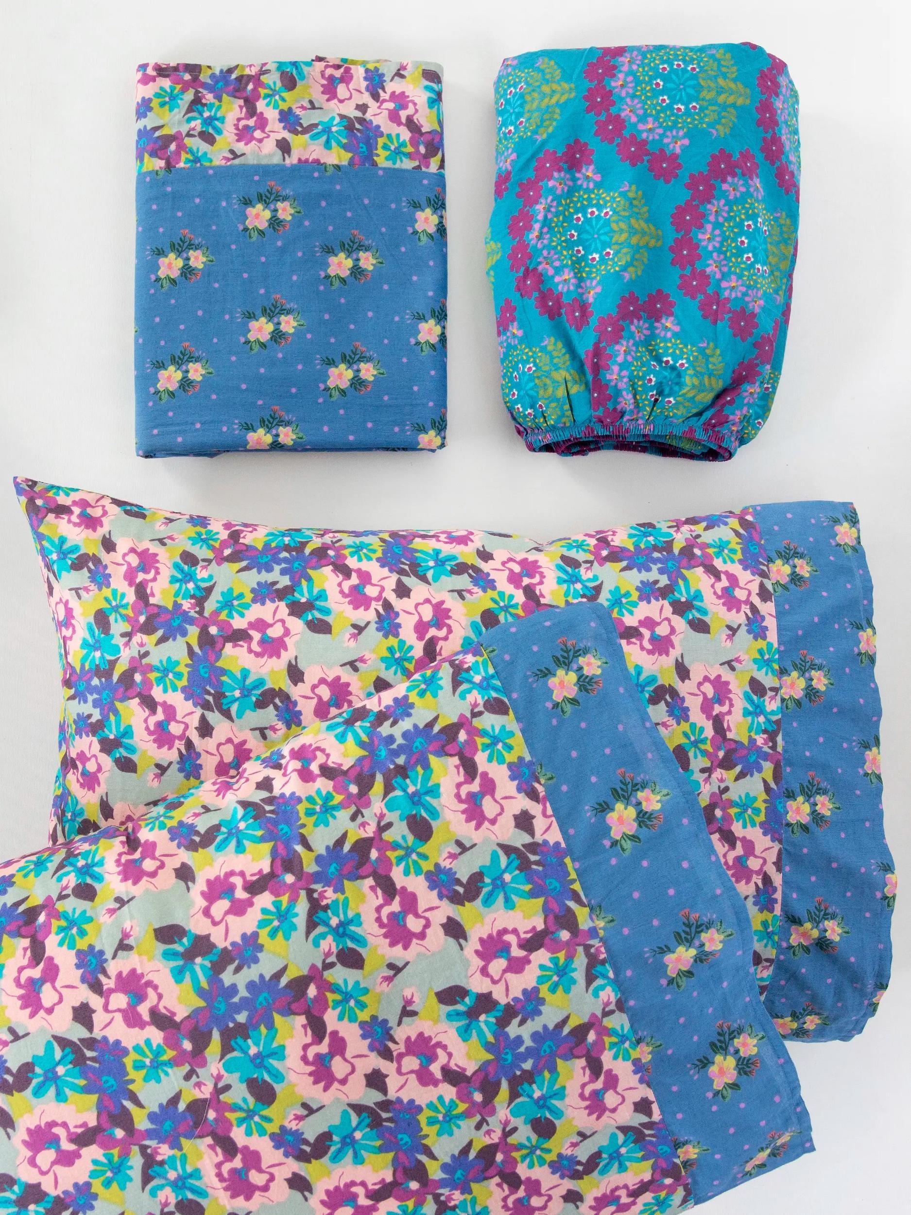 Mix & Match Cotton Sheet Set - Twilight Blooms Product Image