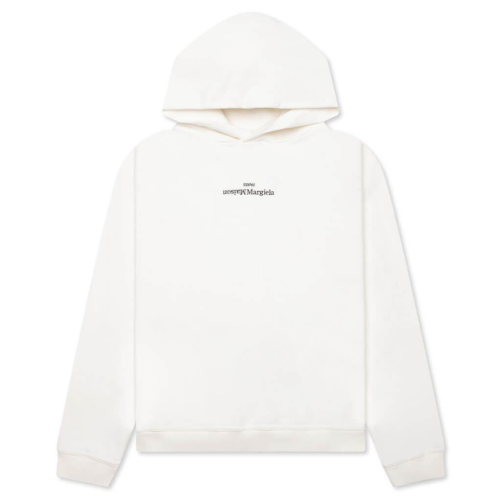 Upside Down Logo Hoodie - Off White/Black Embroidery Male Product Image