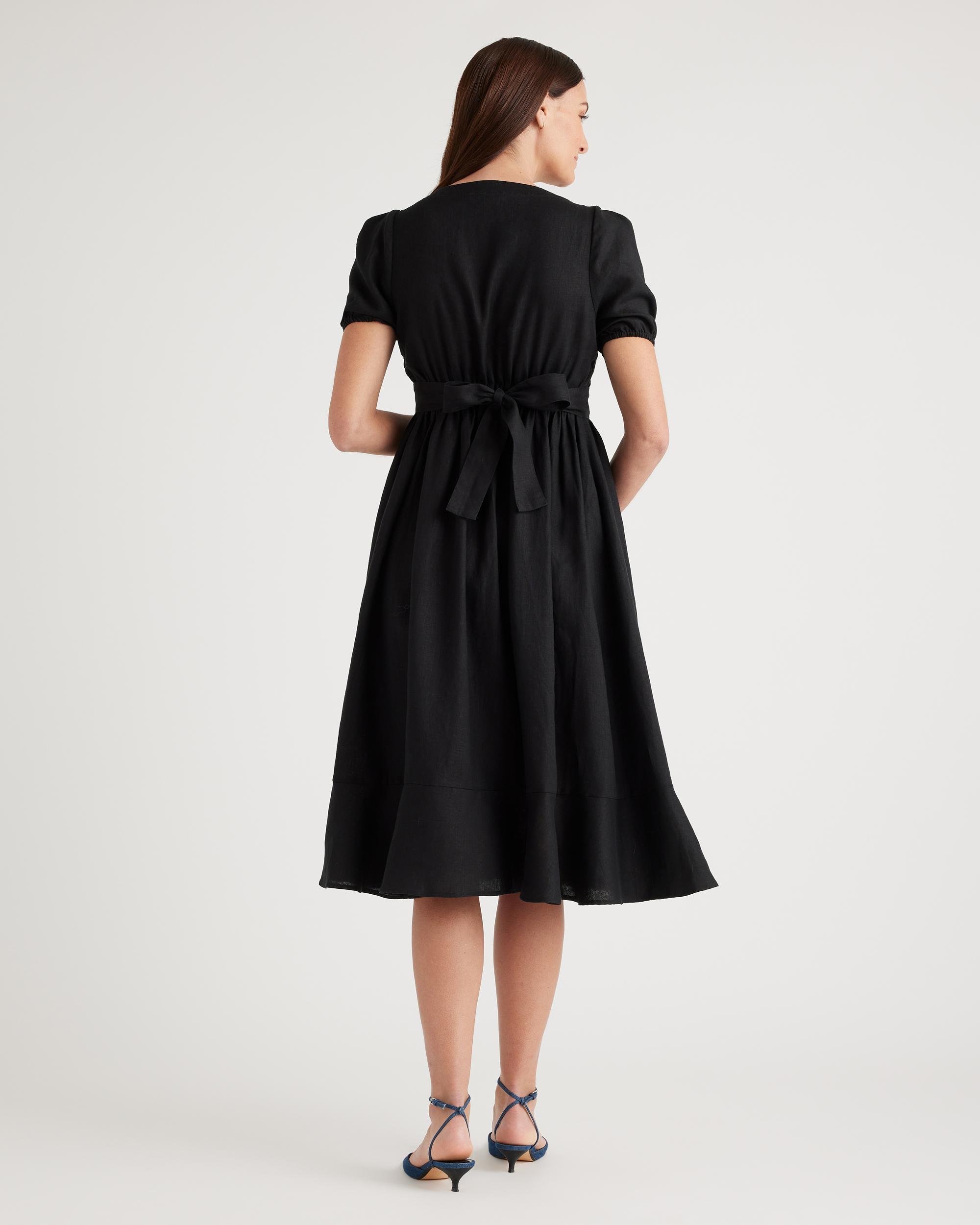 Quince | Women's 100% European Linen Maternity Short Sleeve Midi Dress Size XS, Tencel Product Image