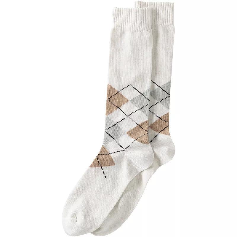 Men's Lands' End Novelty Crew Socks, Neutral Argyle Product Image