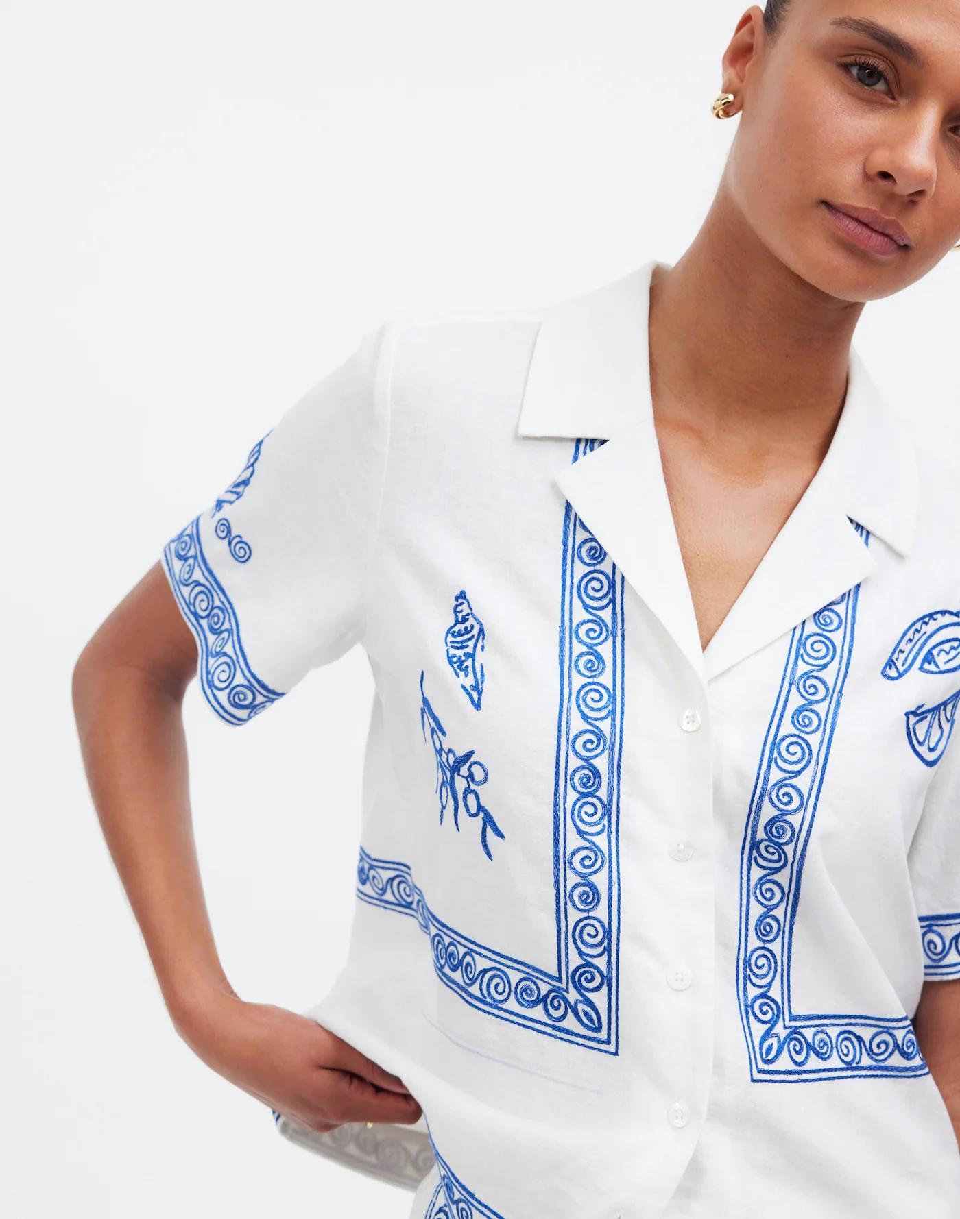 Madewell x Lisa Says Gah! Embroidered Button-Front Shirt Product Image