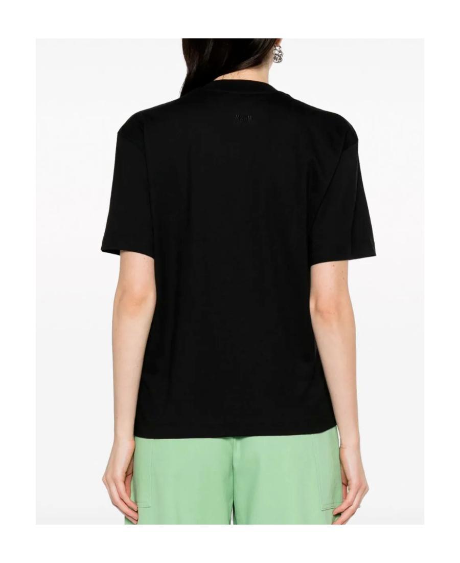 MSGM Logo-embroidered Cotton T-shirt In Black Product Image
