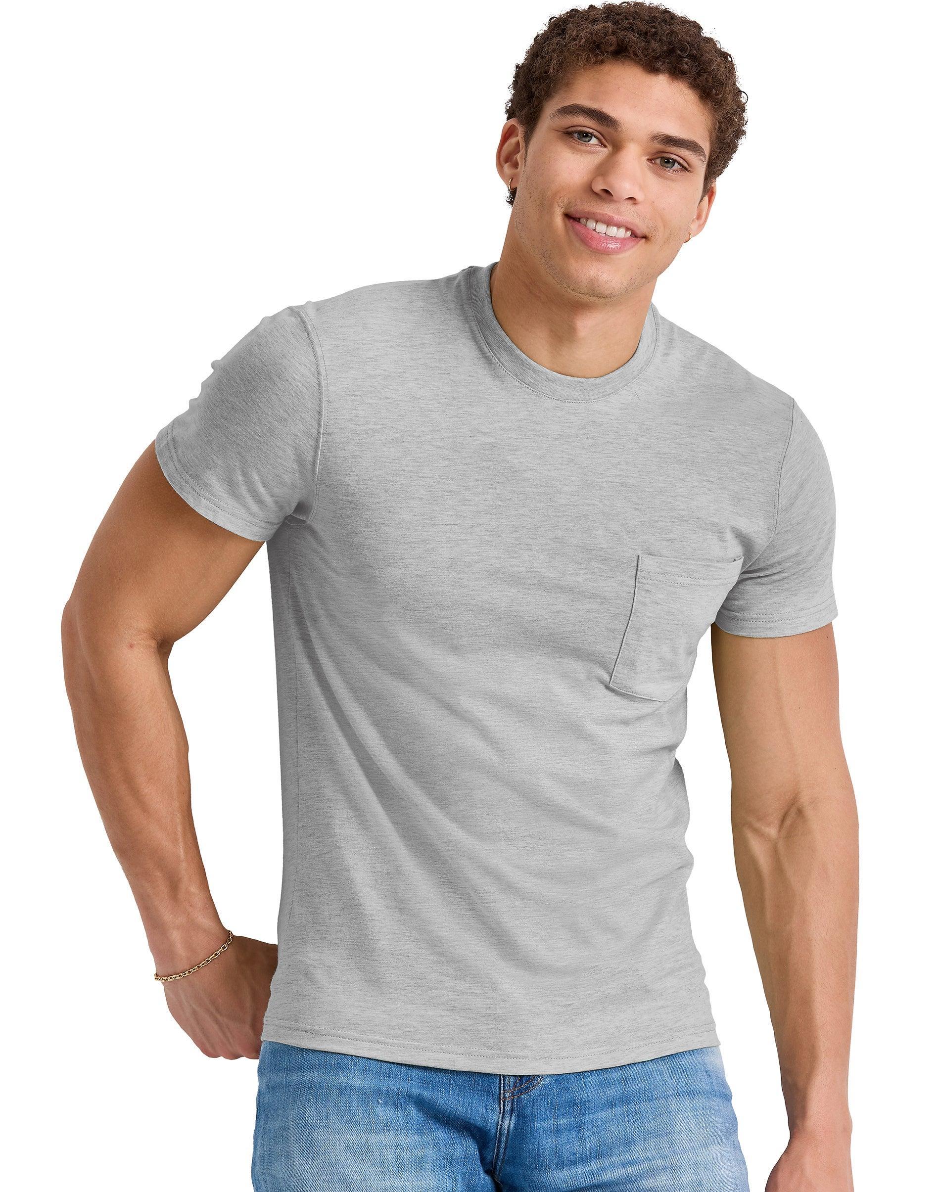 Hanes Originals Mens Cotton Pocket T-Shirt Athletic Navy Heather S Product Image