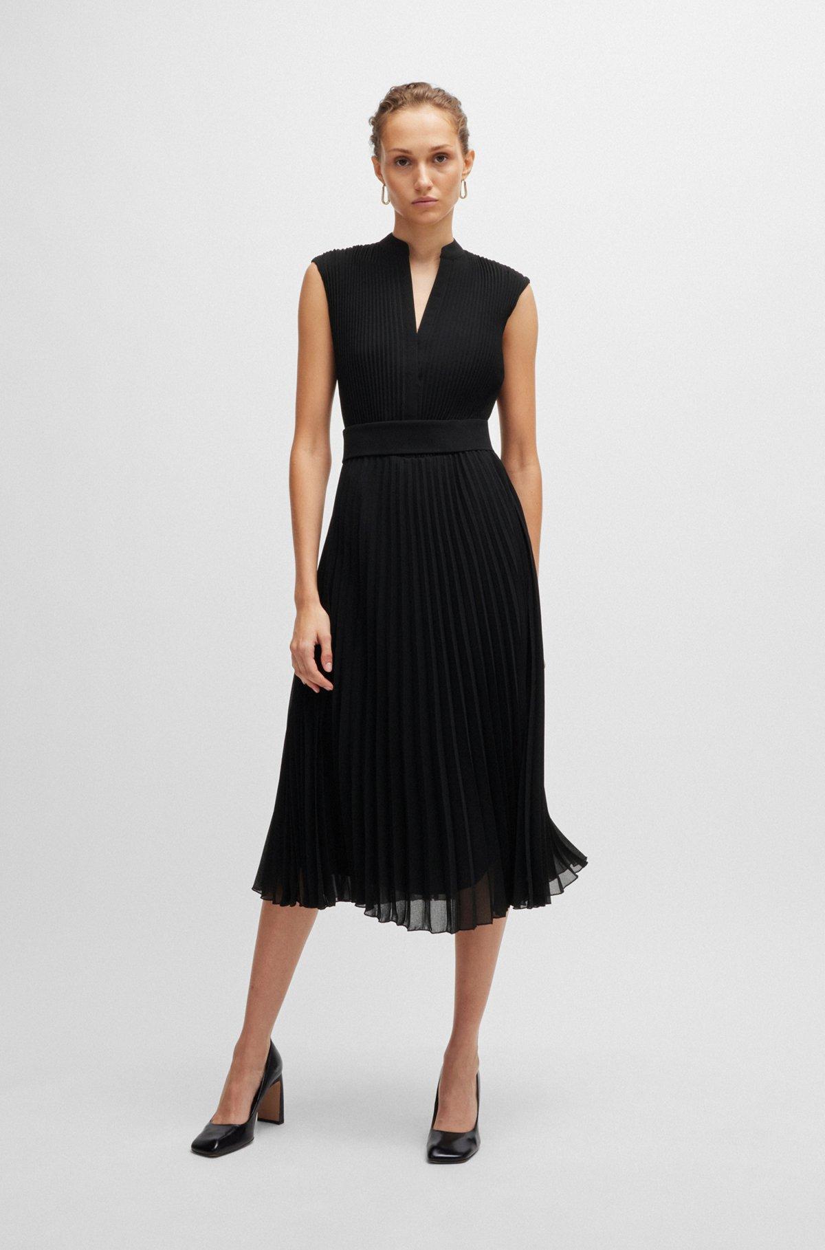 Plissé-crepe dress with notch neckline Product Image