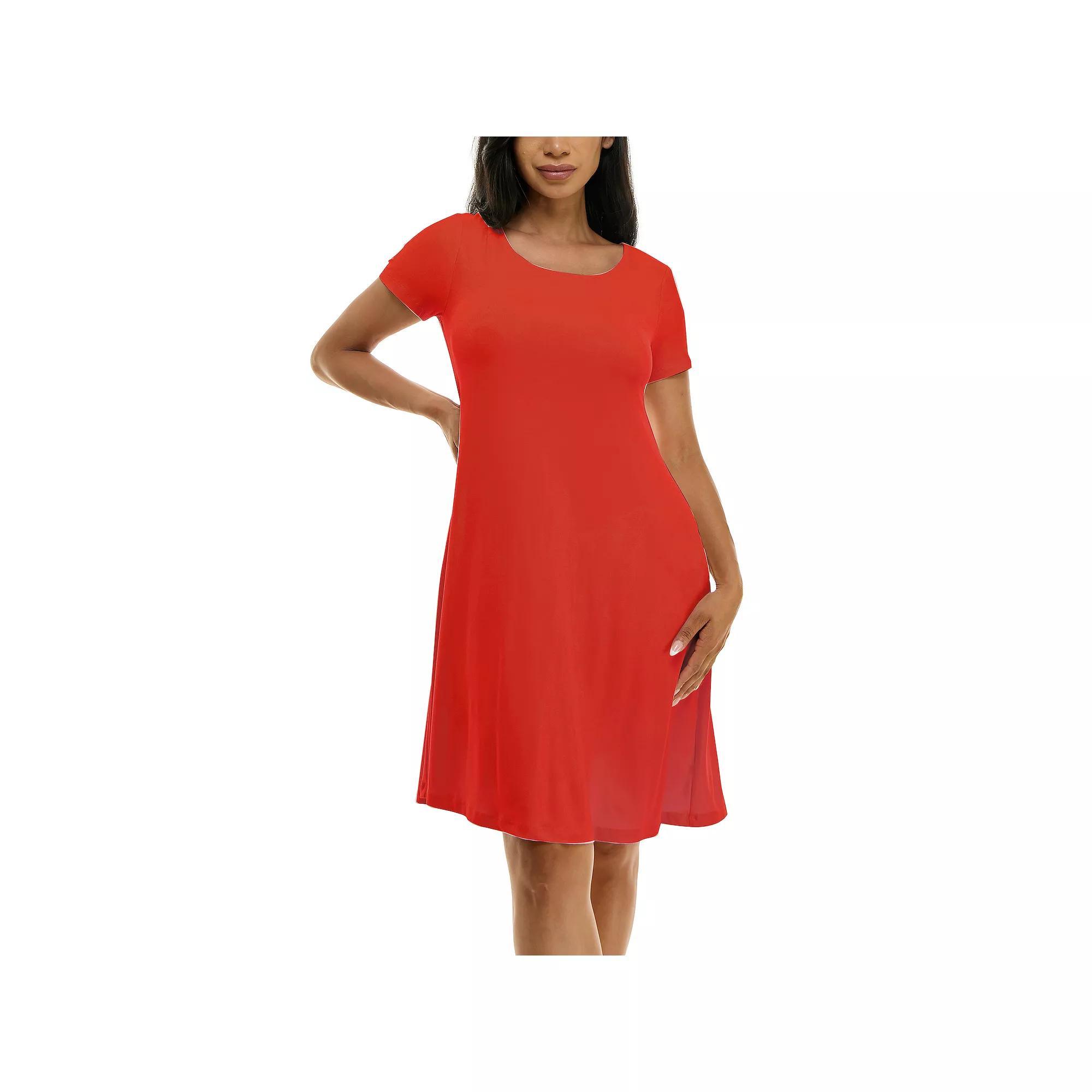 Women's Nina Leonard Lace-Up Back Swing Dress, Size: Medium, Candy Apple Product Image