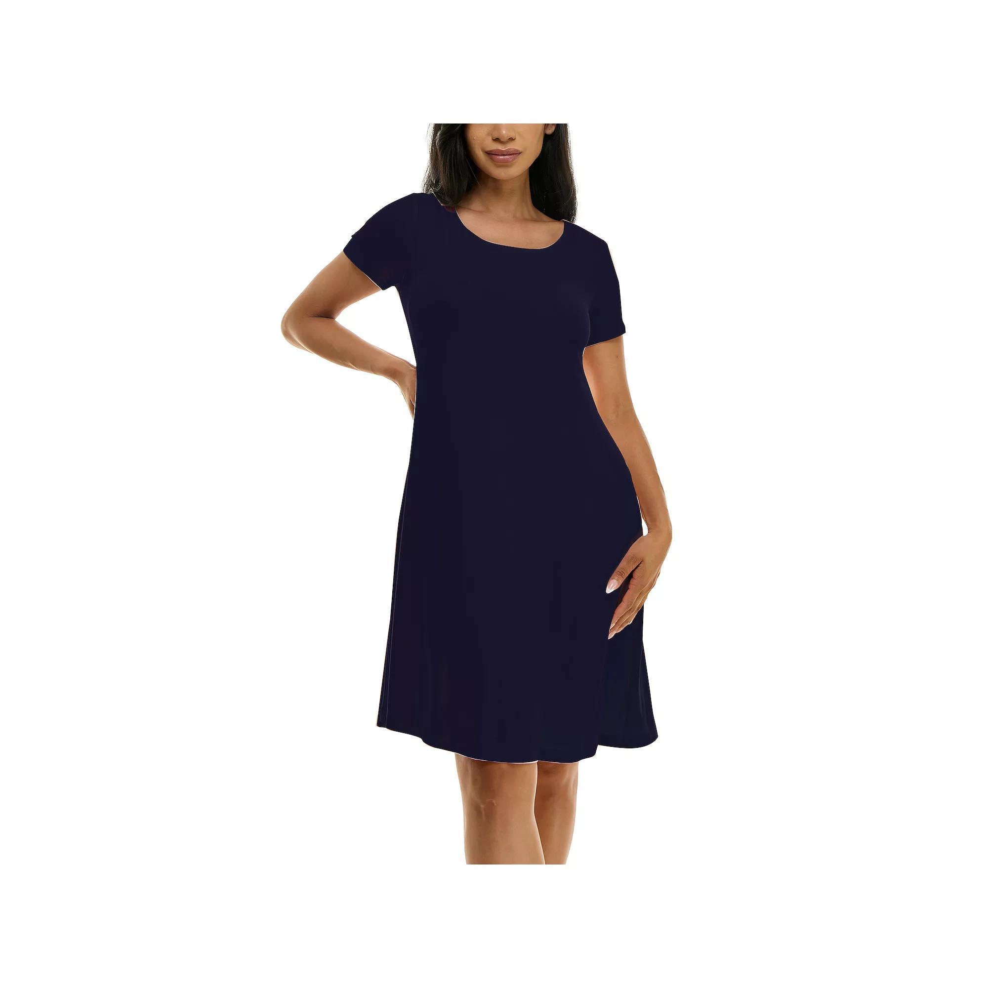 Women's Nina Leonard Lace-Up Back Swing Dress, Size: Small, Purple Product Image
