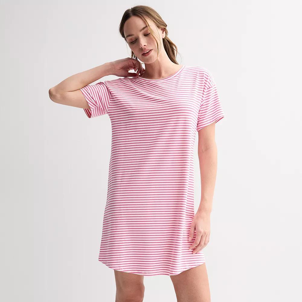 Women's Sonoma Goods For Life® Knit Sleep Shirt, Size: XXL, White Pink Stripe Product Image