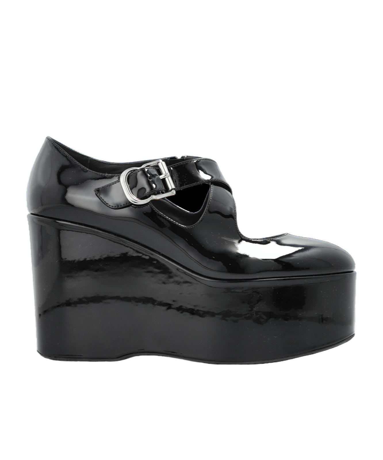 ALAÏA Leather Criss-cross Wedges 110 In Black Product Image