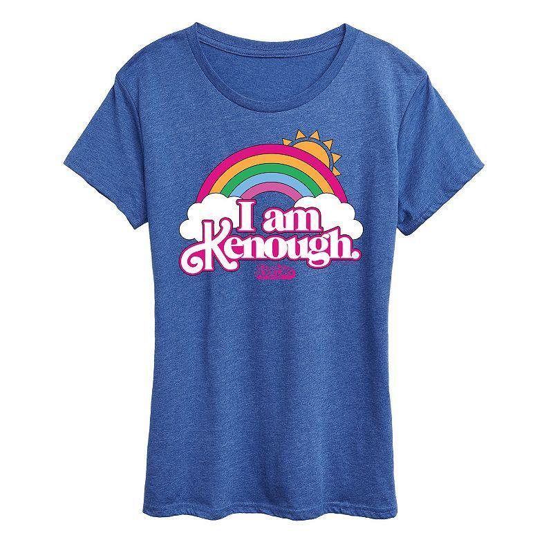 Womens Barbie The Movie Kenough Rainbow Graphic Tee, Girls Grey Royal Blue Product Image
