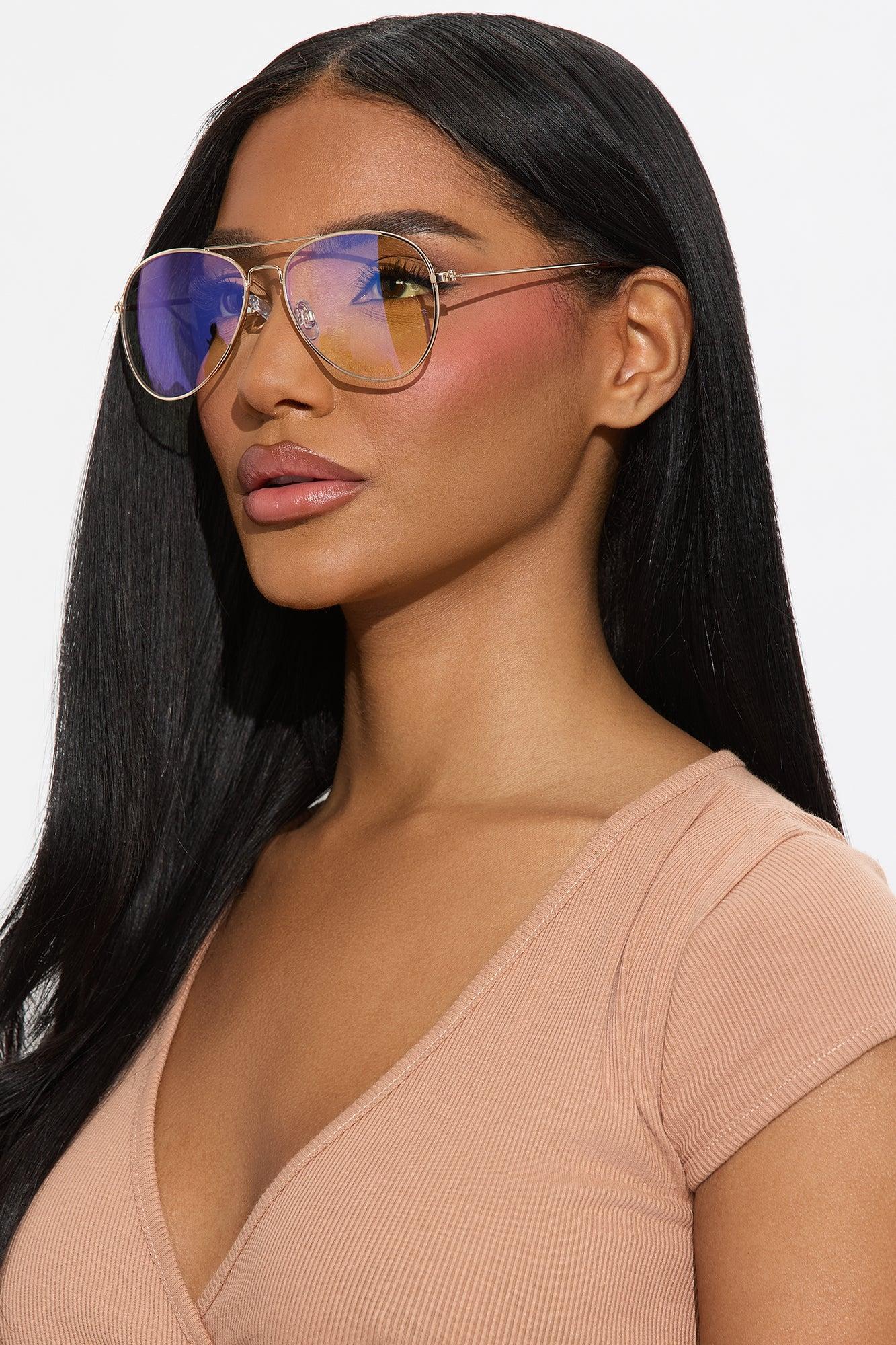 Retro Vision Aviator Blue Light Glasses - Gold Product Image