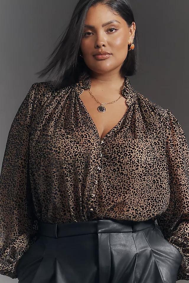 The Estela Sheer Printed Blouse: Burnout Edition Product Image