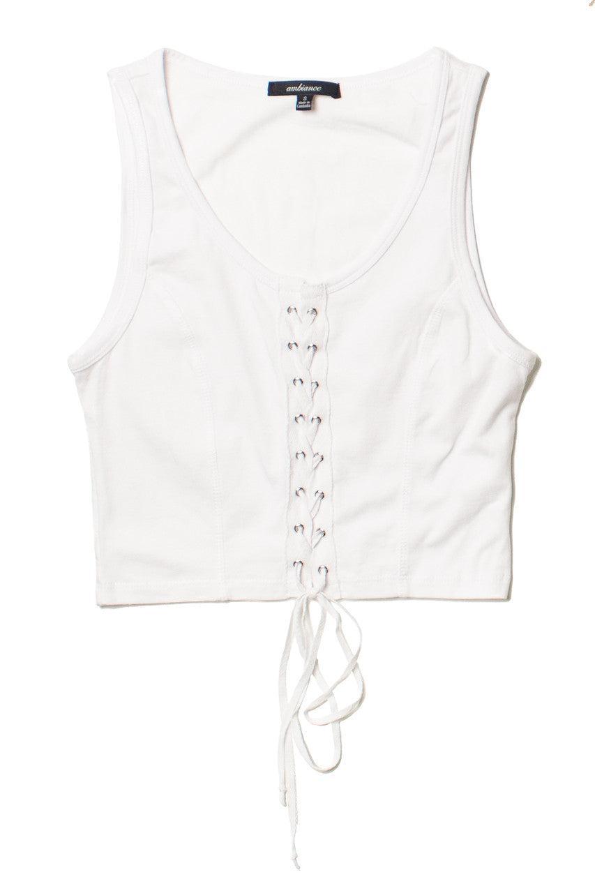 Red Lace Up Front Tank Product Image