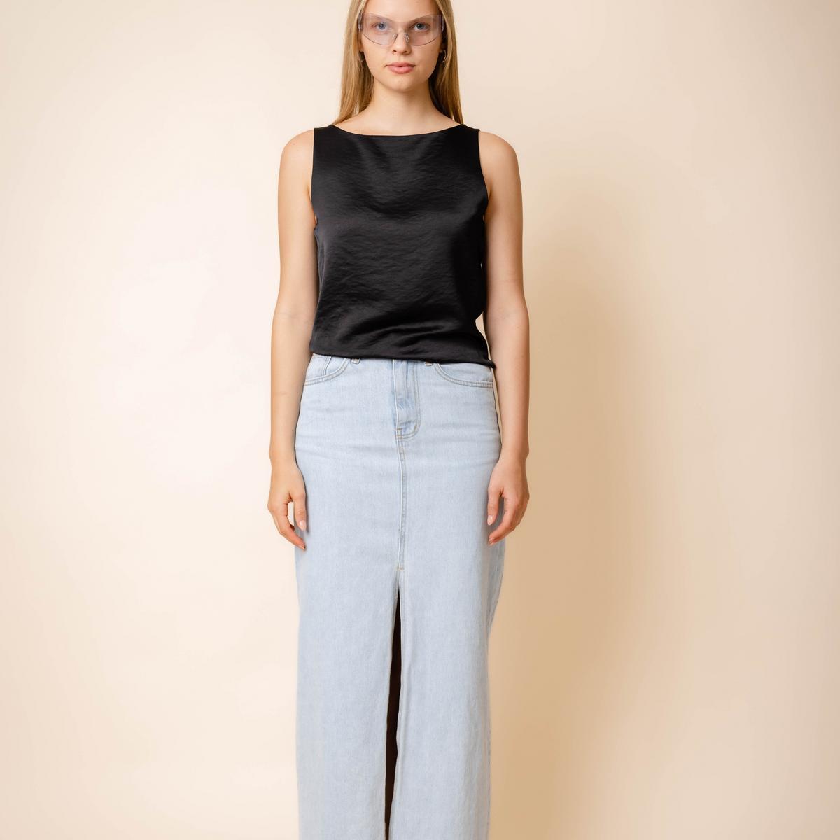 Silky Box Tank Top in Black Product Image