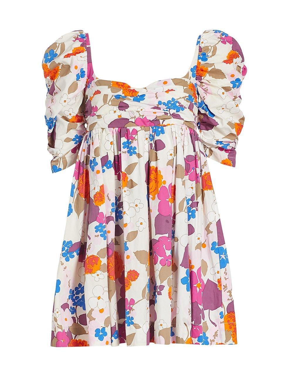 Womens Floral Puff-Sleeve Minidress Product Image