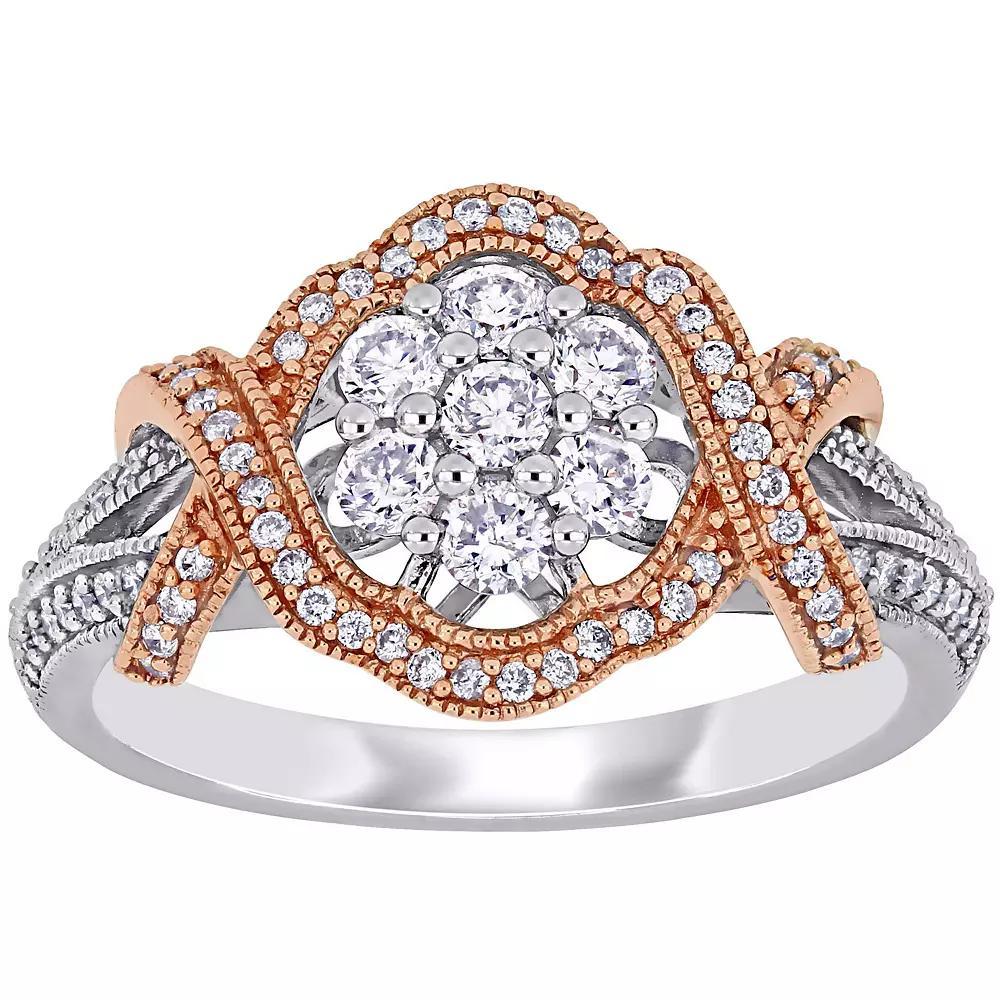 Stella Grace Two Tone 10k White Gold 5/8 Carat T.W Diamond Floral Ring, Women's, 10k Two Tone Product Image
