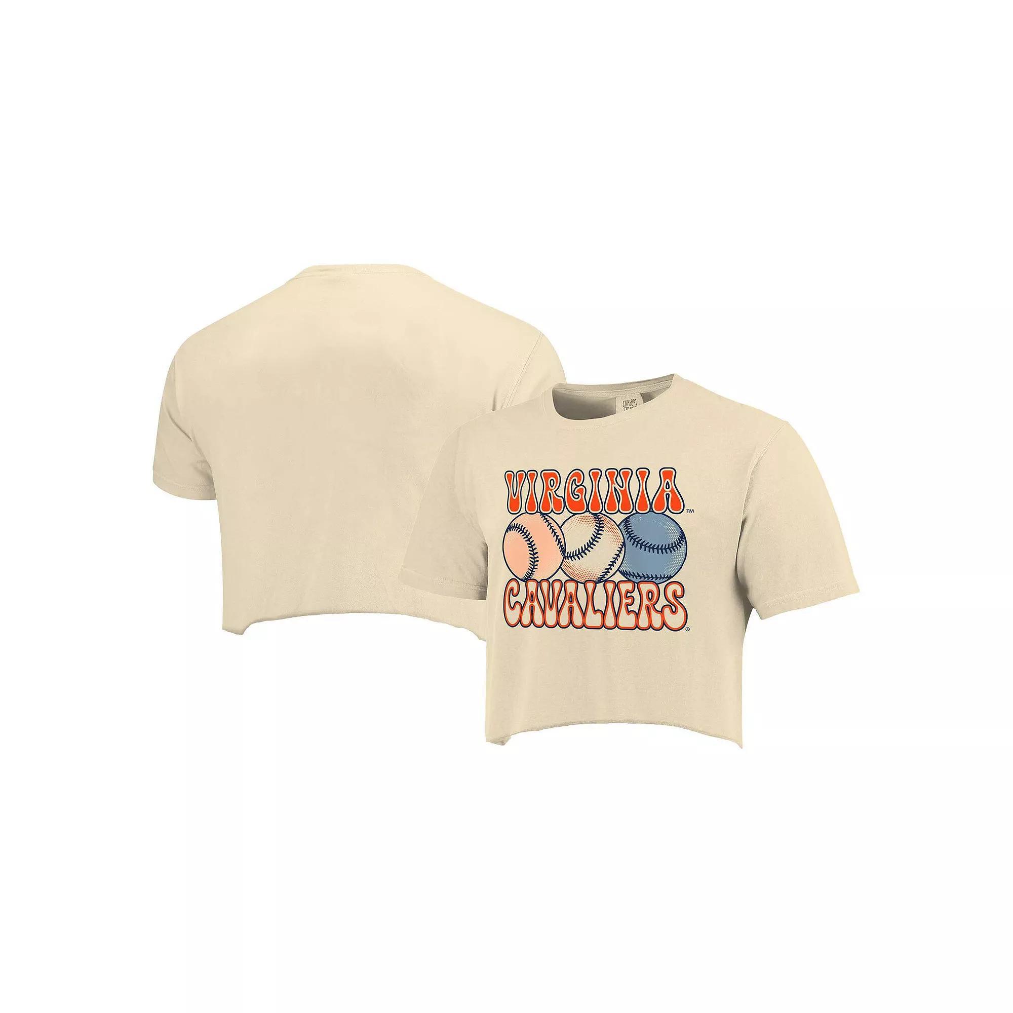 Women's Natural Virginia Cavaliers Comfort Colors Baseball Cropped T-Shirt, Size: Medium, Beige Product Image