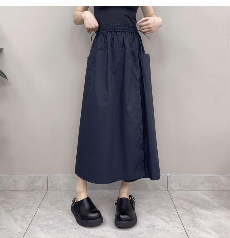 High Waist Plain Midi Cargo Skort Product Image