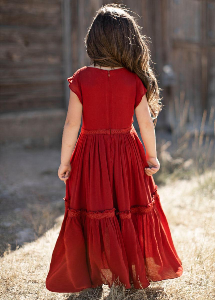 Viola Dress in Crimson Girls Product Image