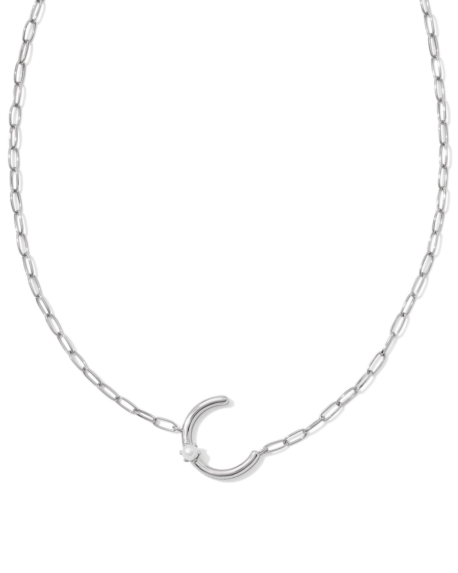 Pearl Silver Letter X Short Pendant Necklace in Freshwater Cultured Pearl Product Image