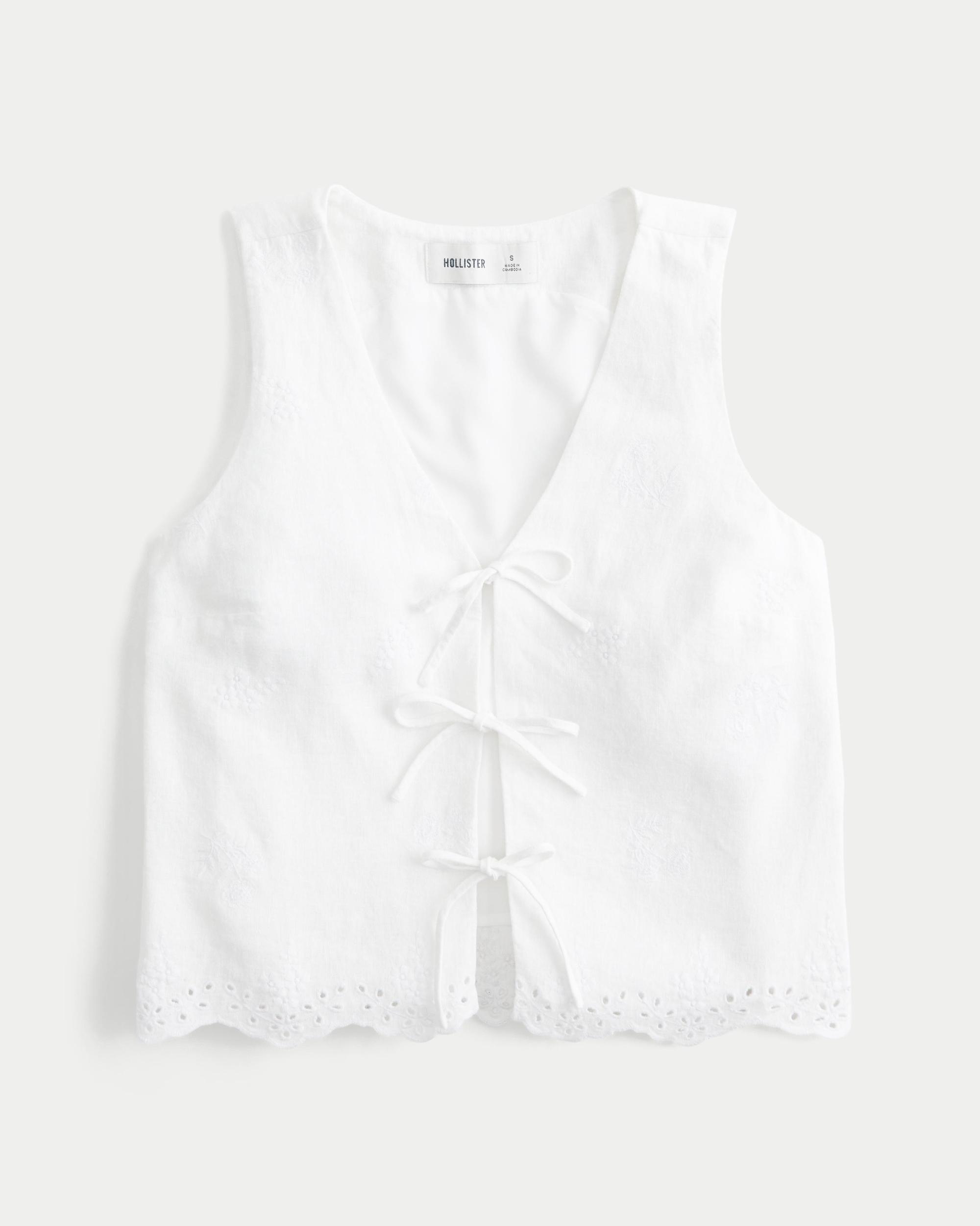 Easy Linen-Blend Tie-Front Vest Product Image