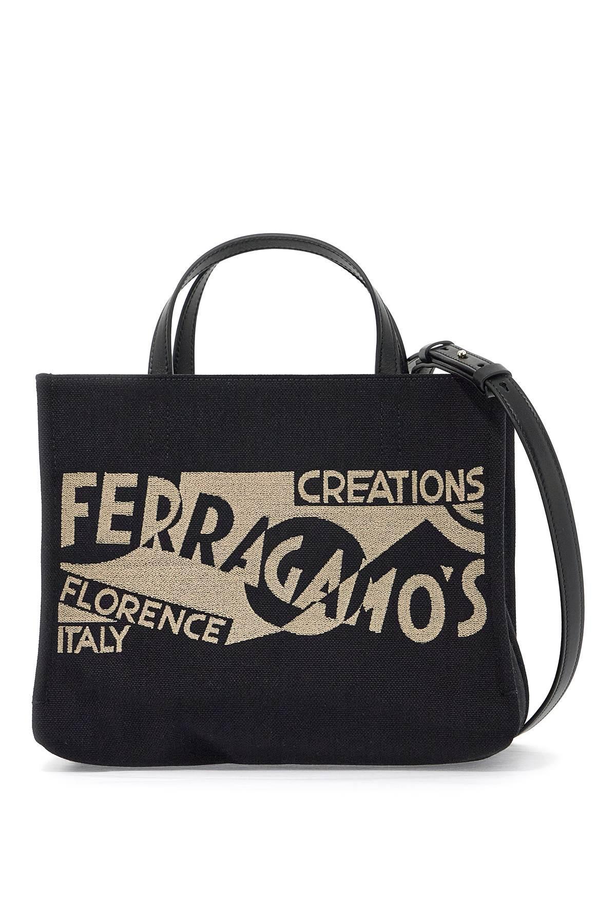FERRAGAMO Logo Printed Small Tote Bag In Black Product Image