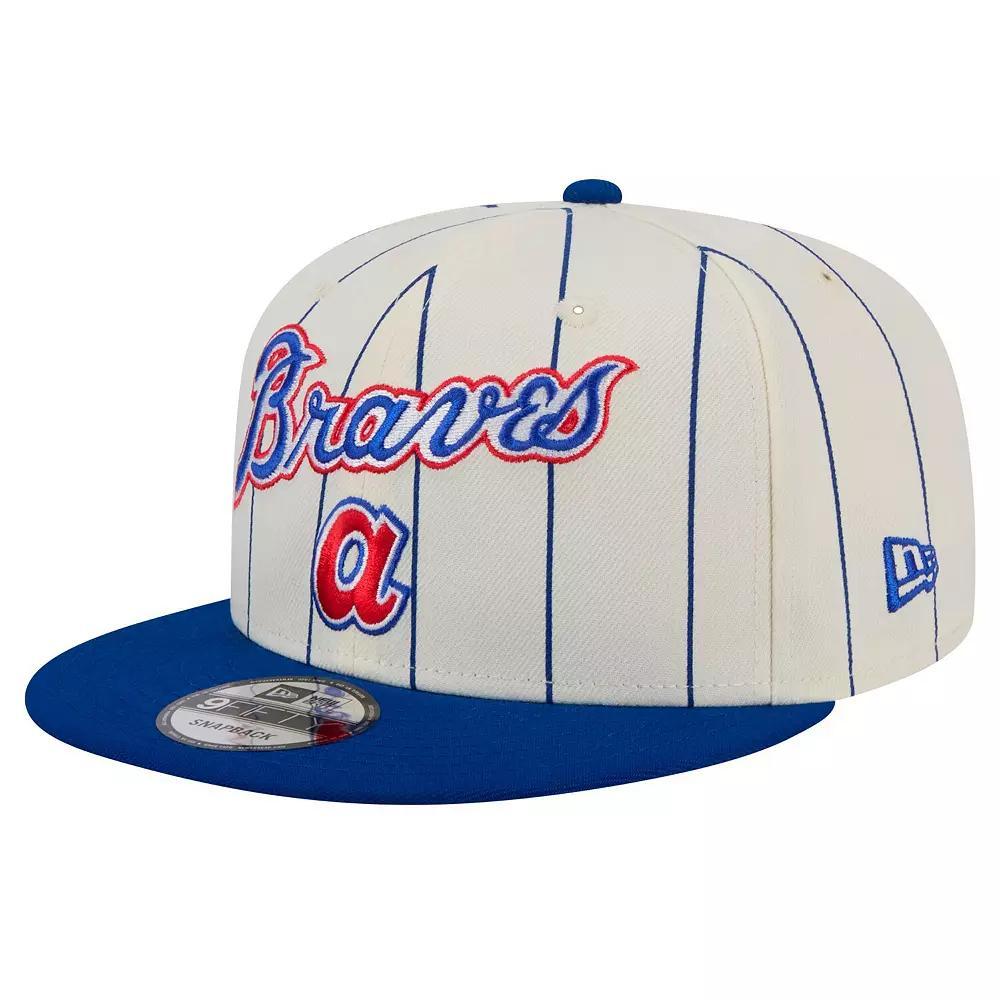 Men's New Era White Atlanta Braves Jersey Pinstripe 9FIFTY Snapback Hat, Beige Product Image