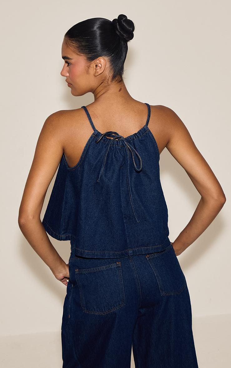 Indigo Floaty Sleeveless Denim Top Product Image