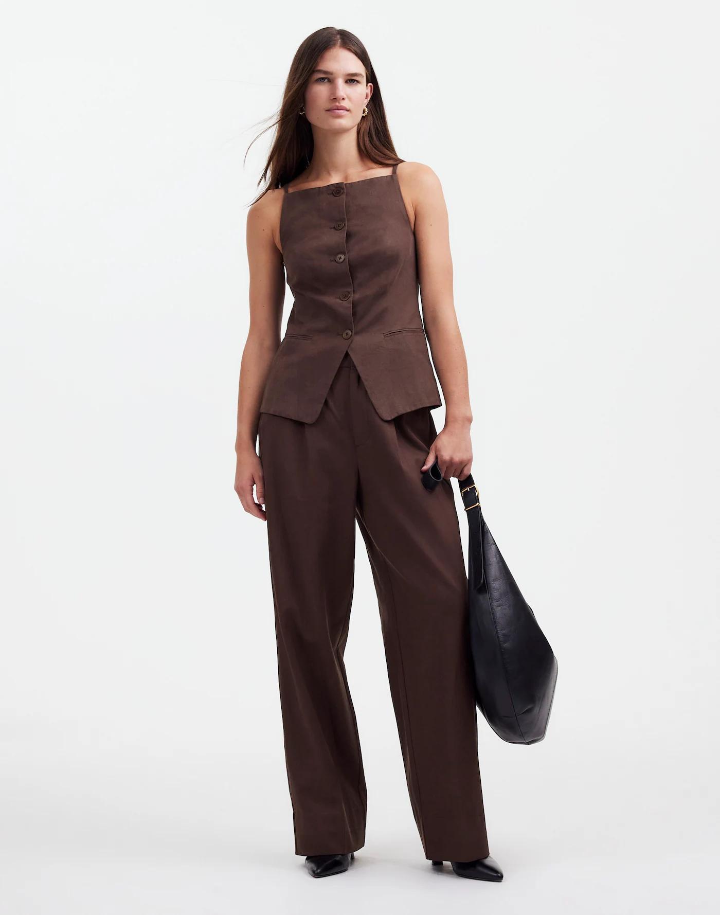 Square-Neck Vest in Drapey Twill Product Image