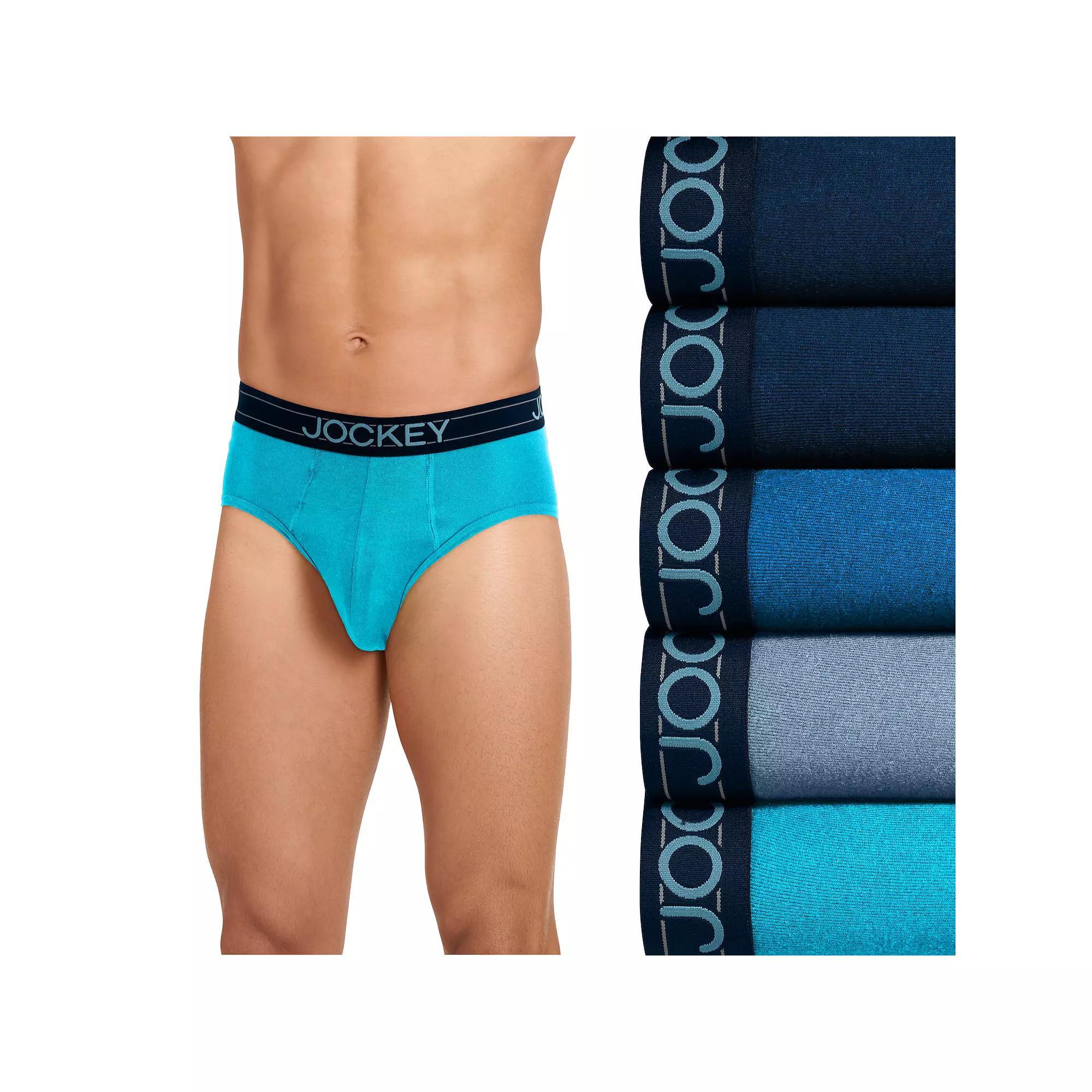 Men's Jockey® 5-Pack Cotton Blend Brief, Size: Large, Blue Red Product Image