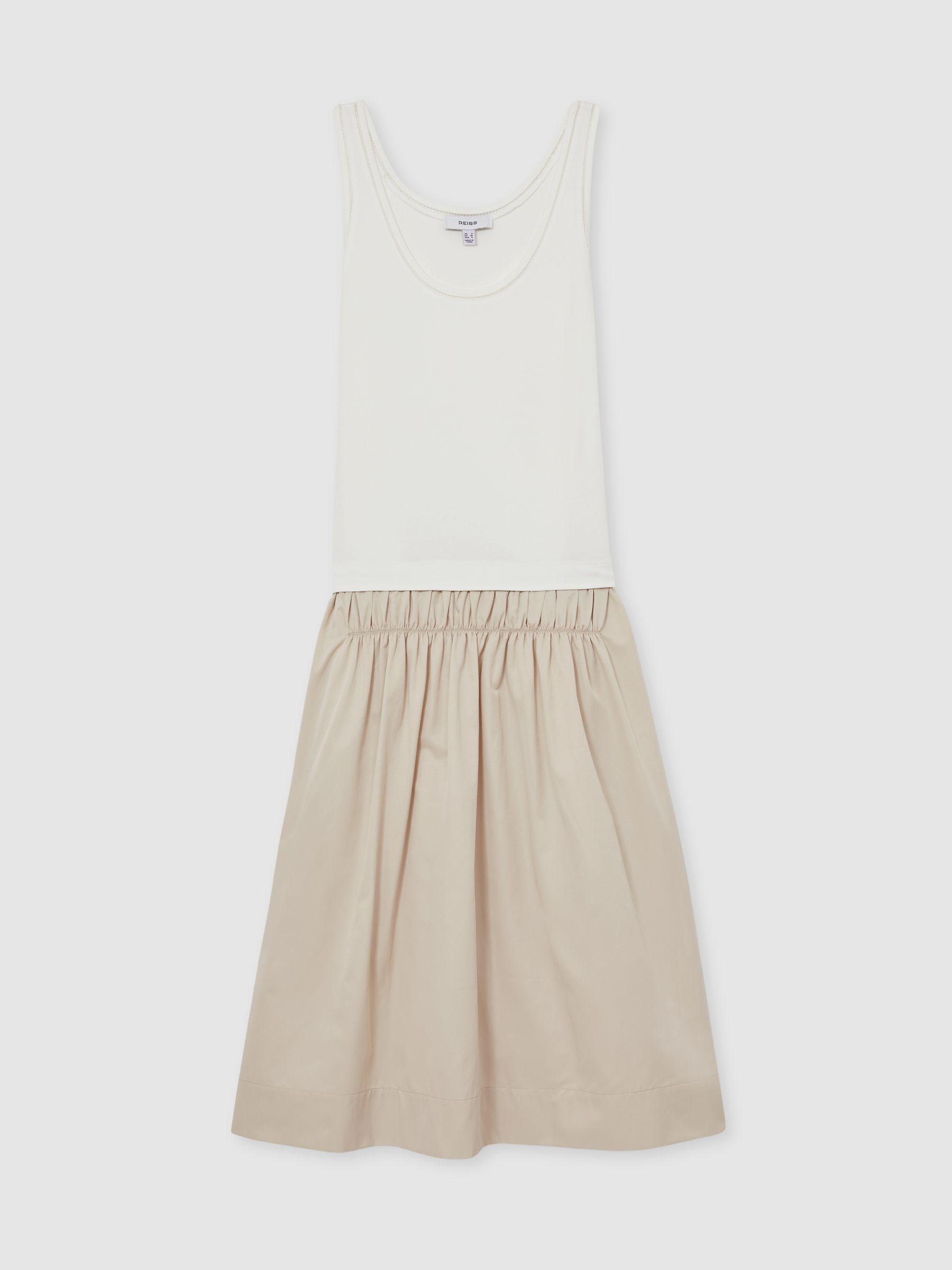 Layered Sleeveless Midi Dress in Ivory/Neutral Product Image