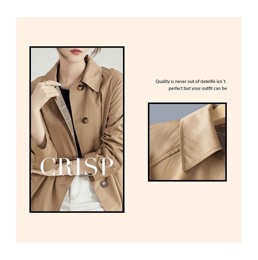 Plain Single-Breasted Trench Jacket Product Image