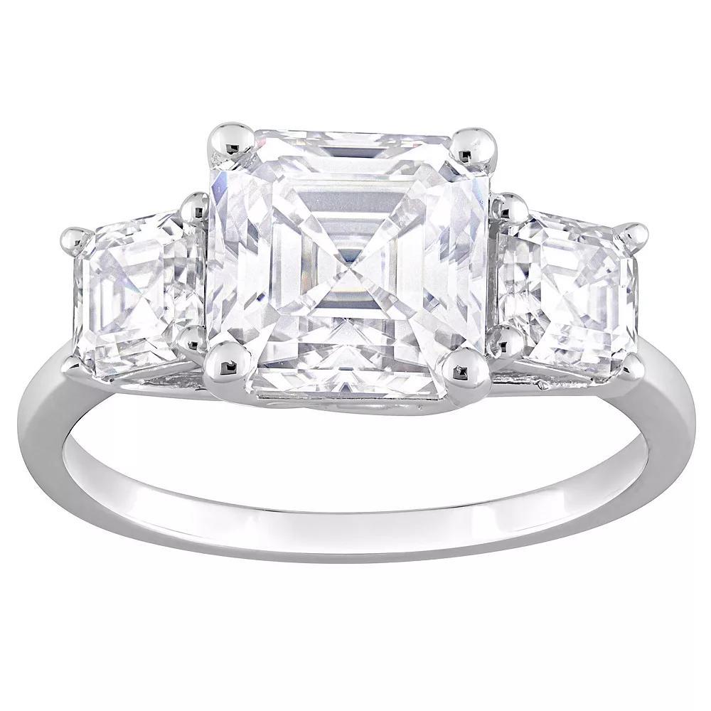 Stella Grace Sterling Silver Lab-Created Moissanite 3-Stone Ring, Womens Product Image