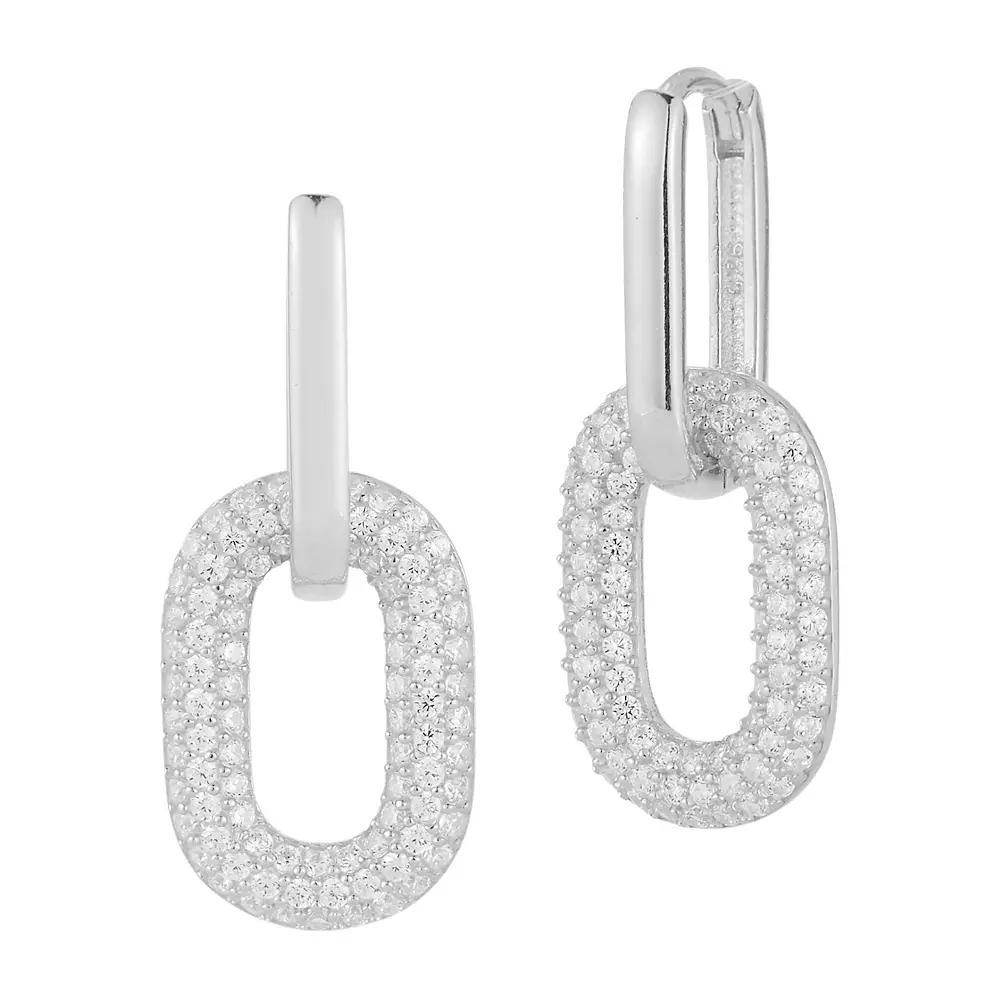 Sunkissed Sterling Cubic Zirconia Link Drop Earrings, Women's, Silver Tone Product Image