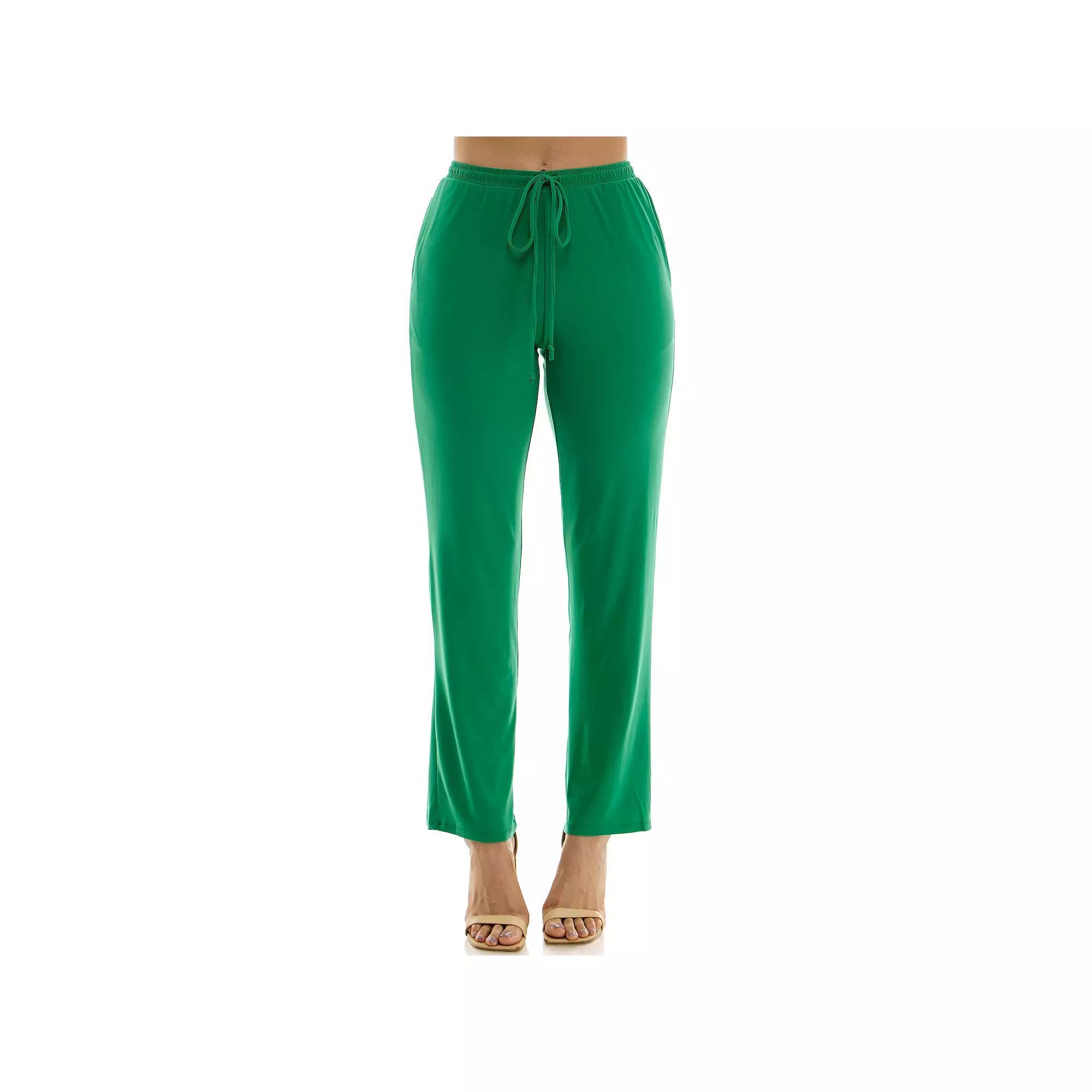 Women's Nina Leonard Classic Drawstring Pant, Size: Small, Bright Green Product Image
