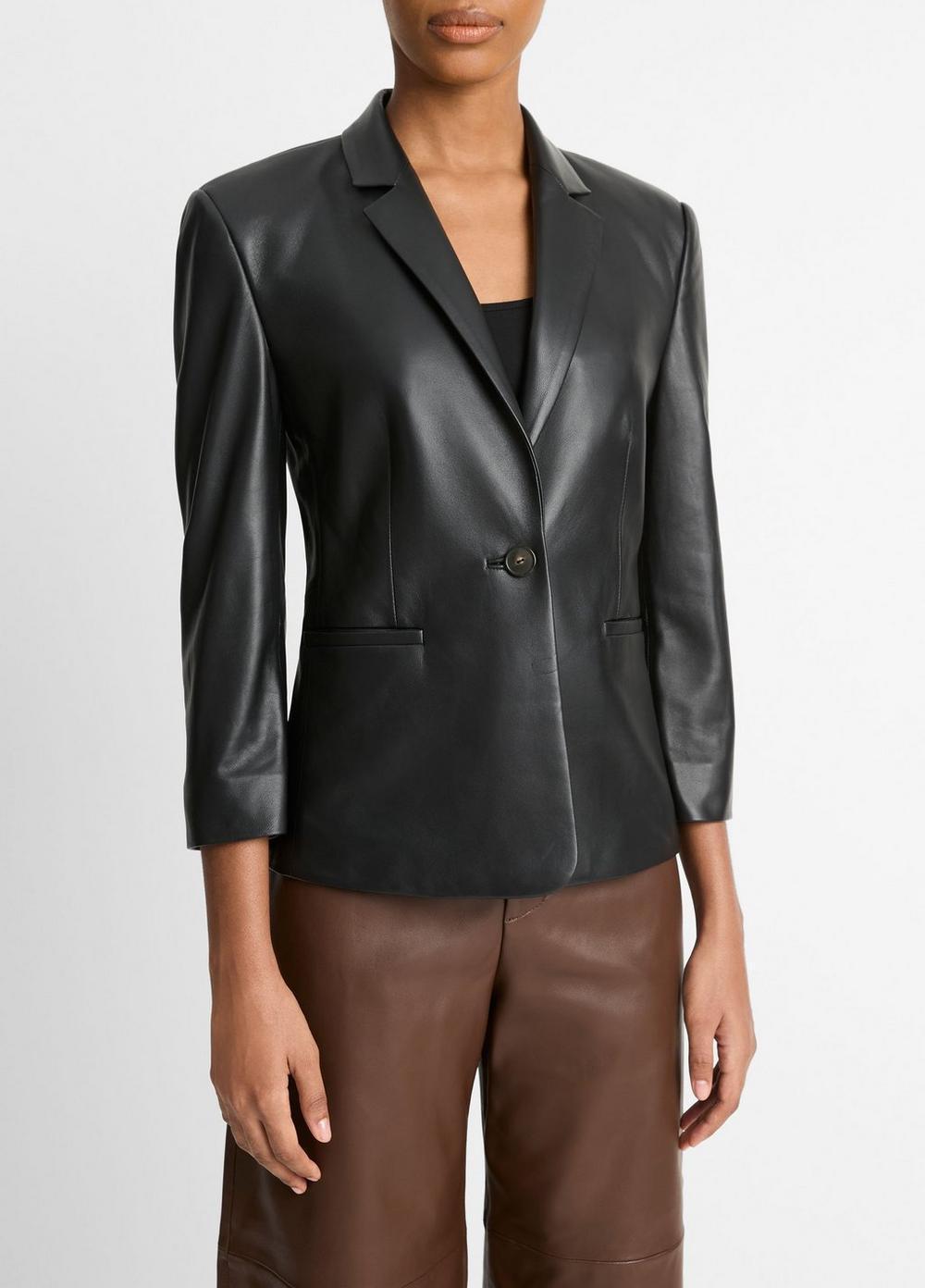 Womens Leather Shrunken Blazer Product Image