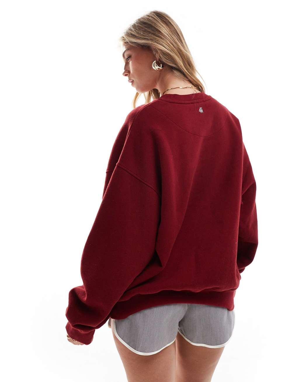 4th & Reckless fashion week cities motif sweatshirt in burgundy Product Image