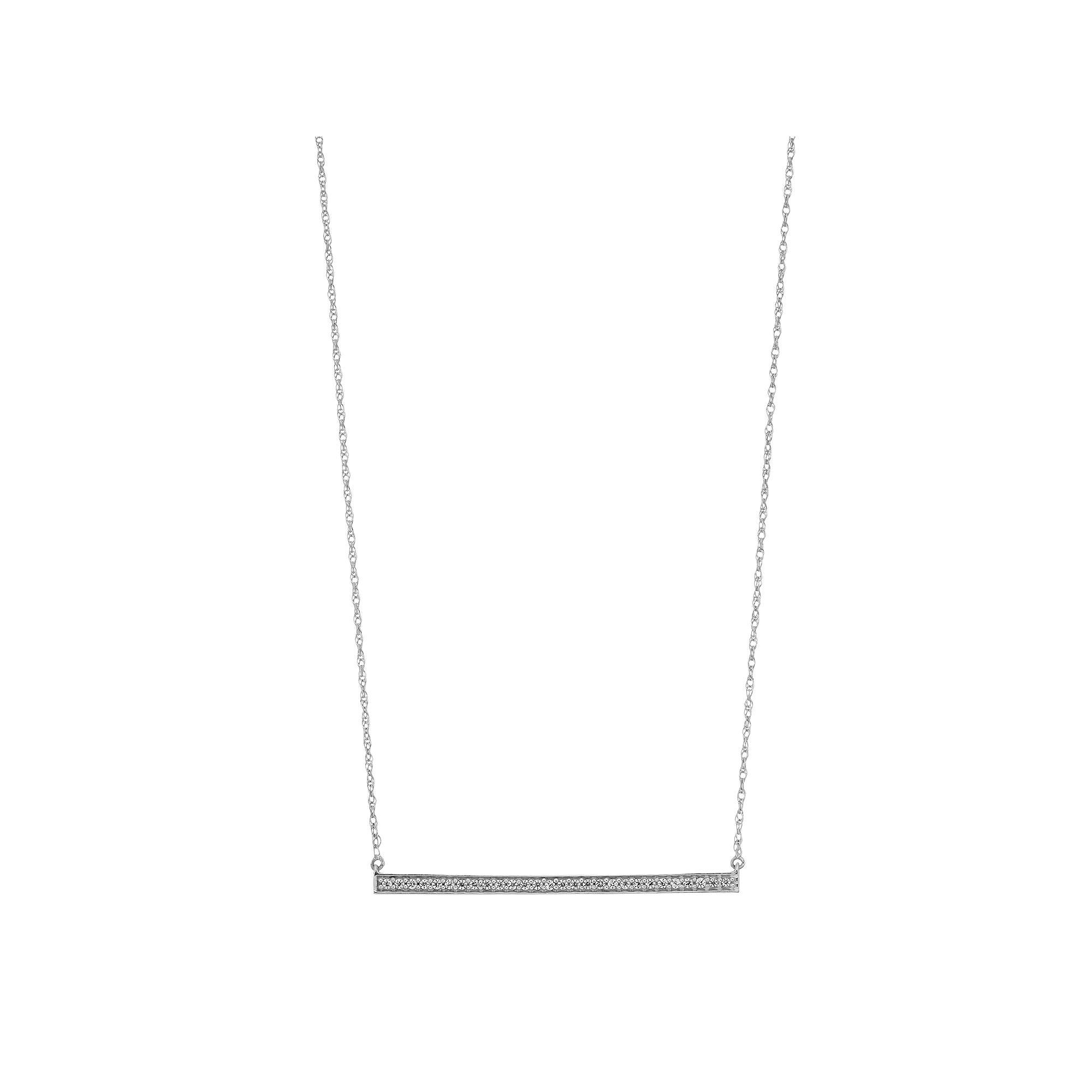 Sterling Silver 1/4 Carat T.W. Diamond Bar Necklace, Women's Product Image
