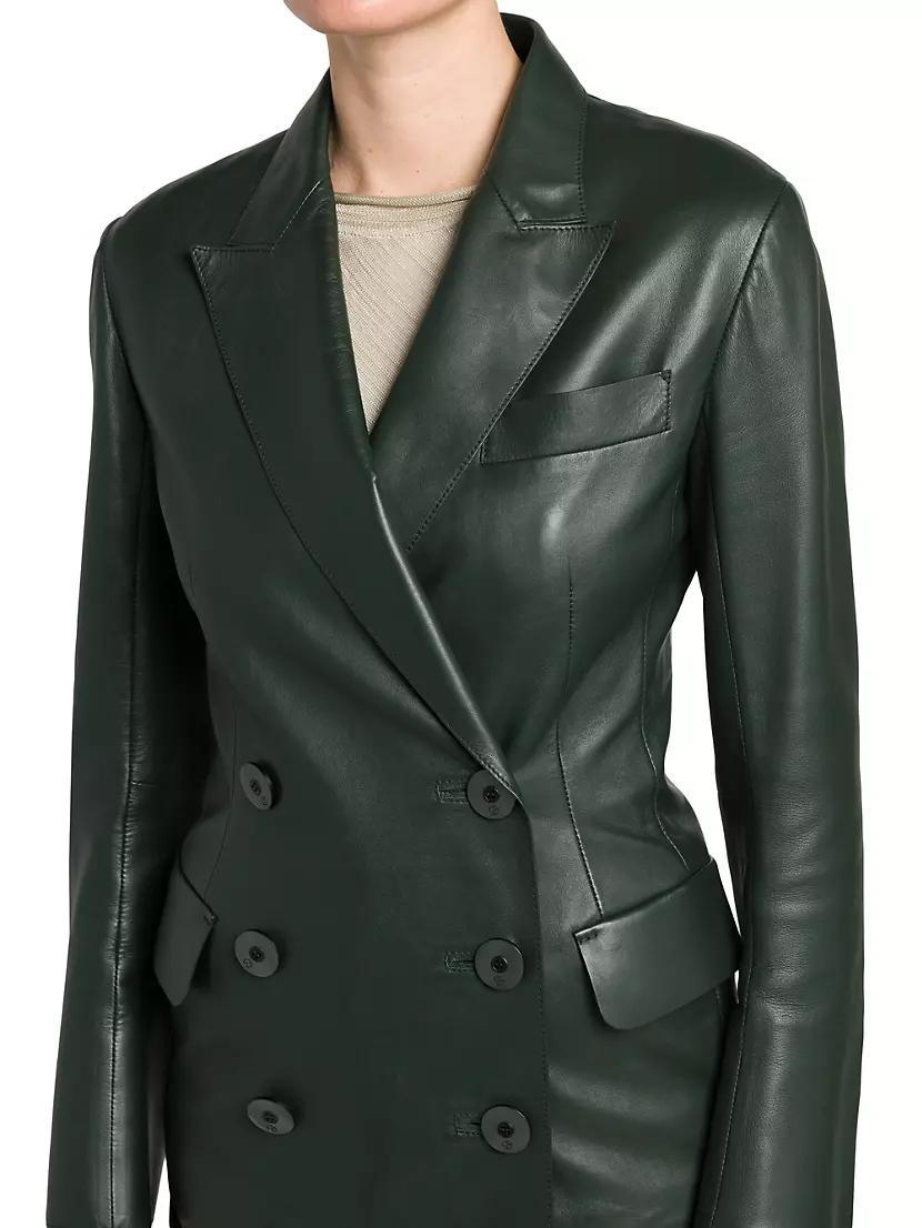 Leather Double-Breasted Blazer Product Image
