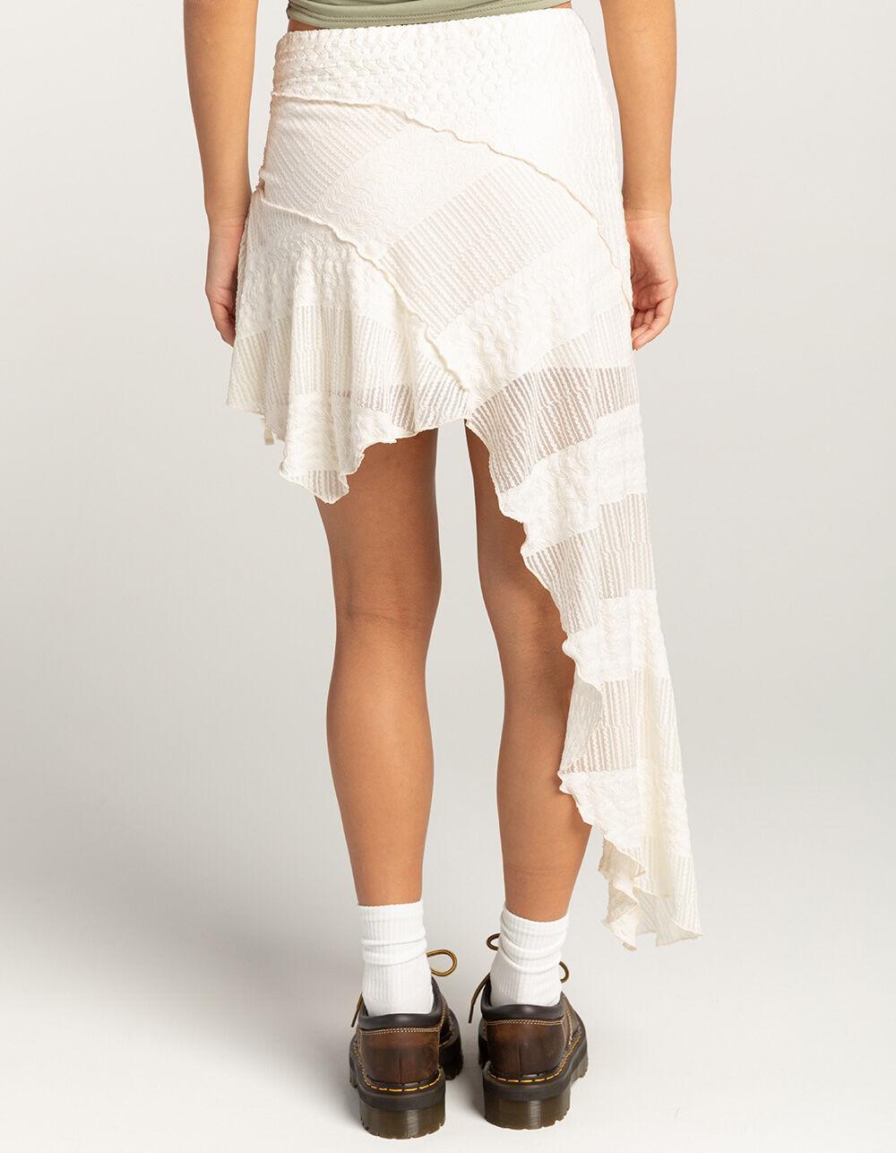 BDG Urban Outfitters Asymmetrical Splice Womens Mini Skirt - WHITE Product Image