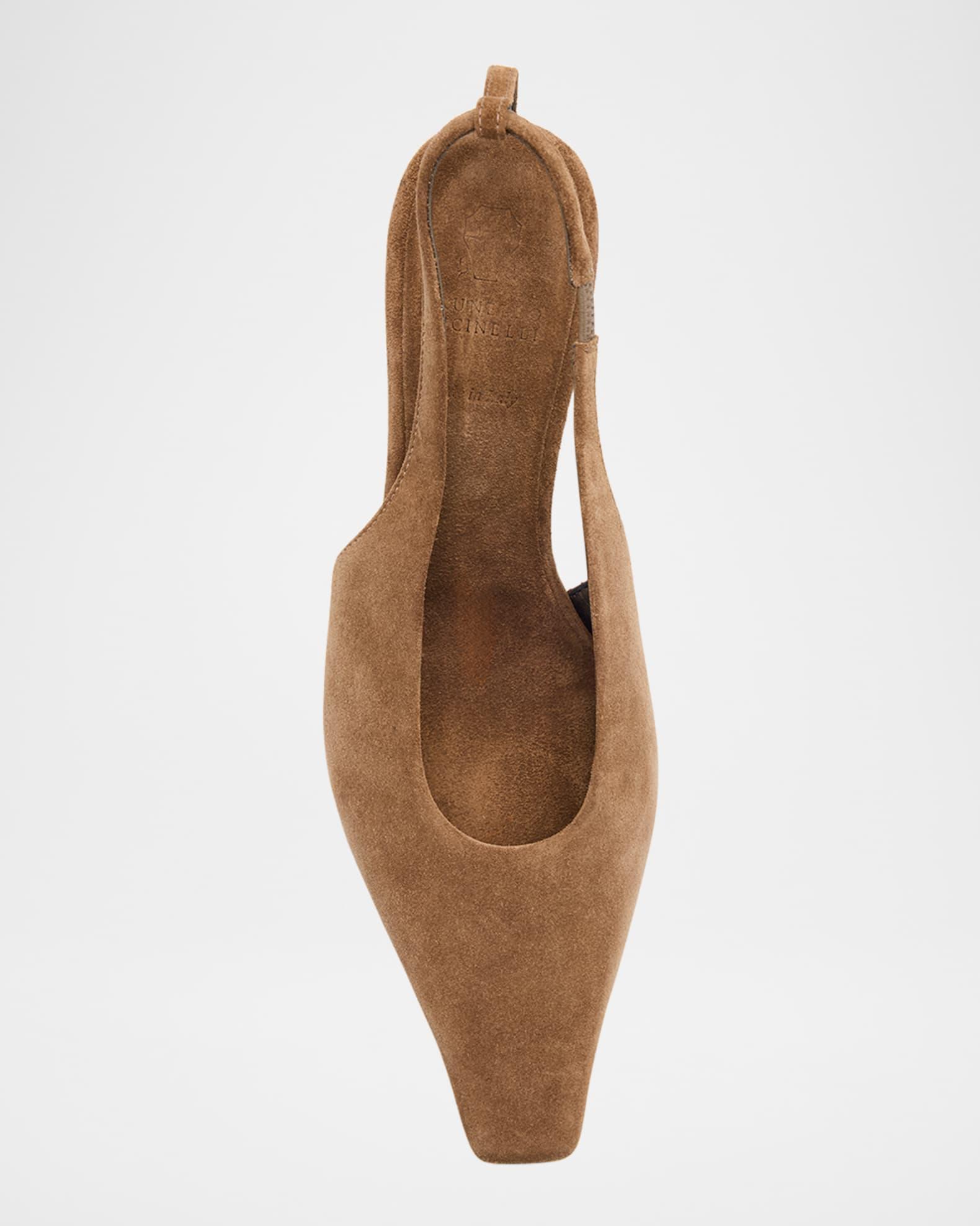 Suede Monili-Heel Slingback Pumps Product Image