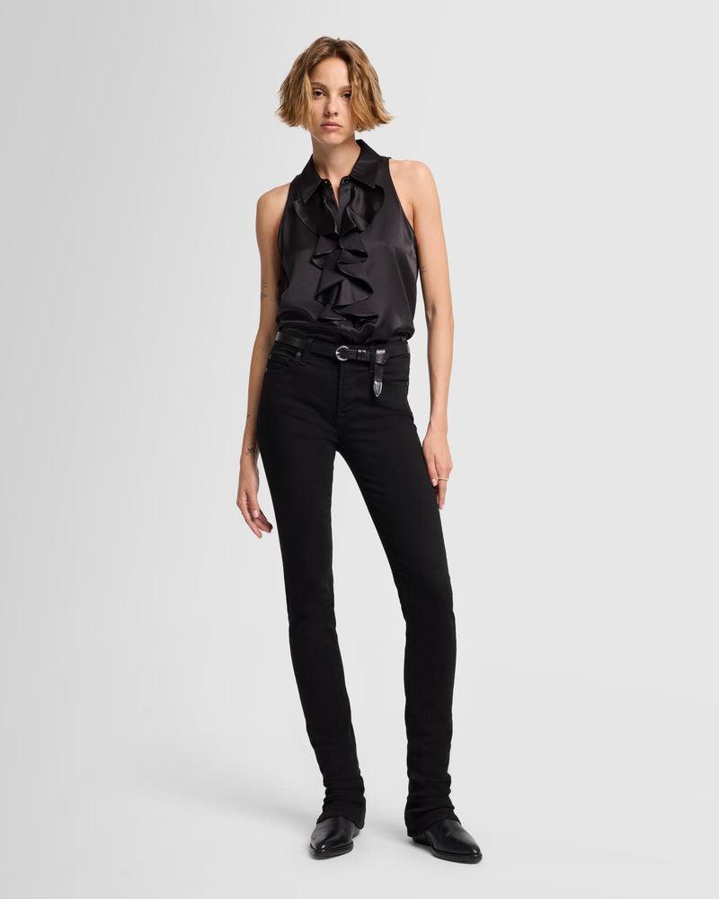 Silk Ruffle Bow Halter Top Product Image