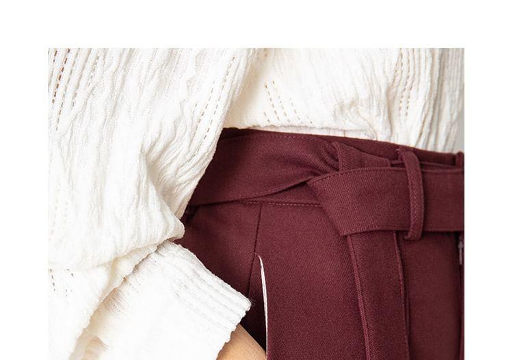 High Rise Plain Wide Leg Slacks Product Image