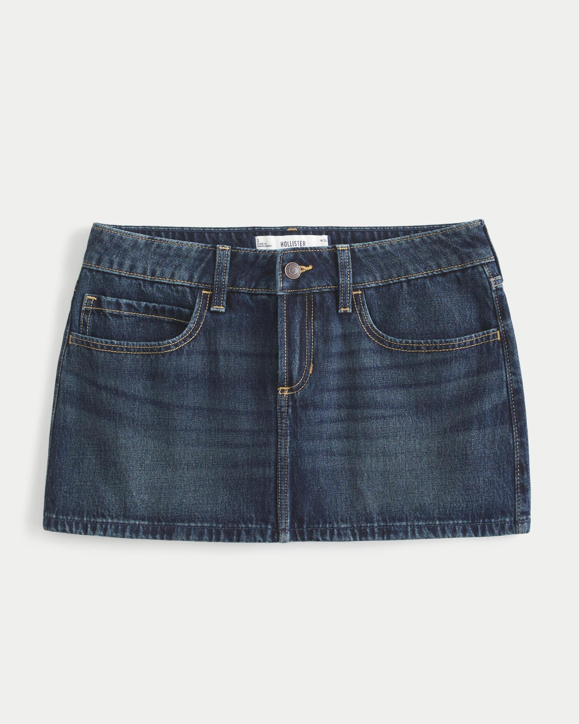 Low-Rise Light Wash Denim Mini Skort Product Image