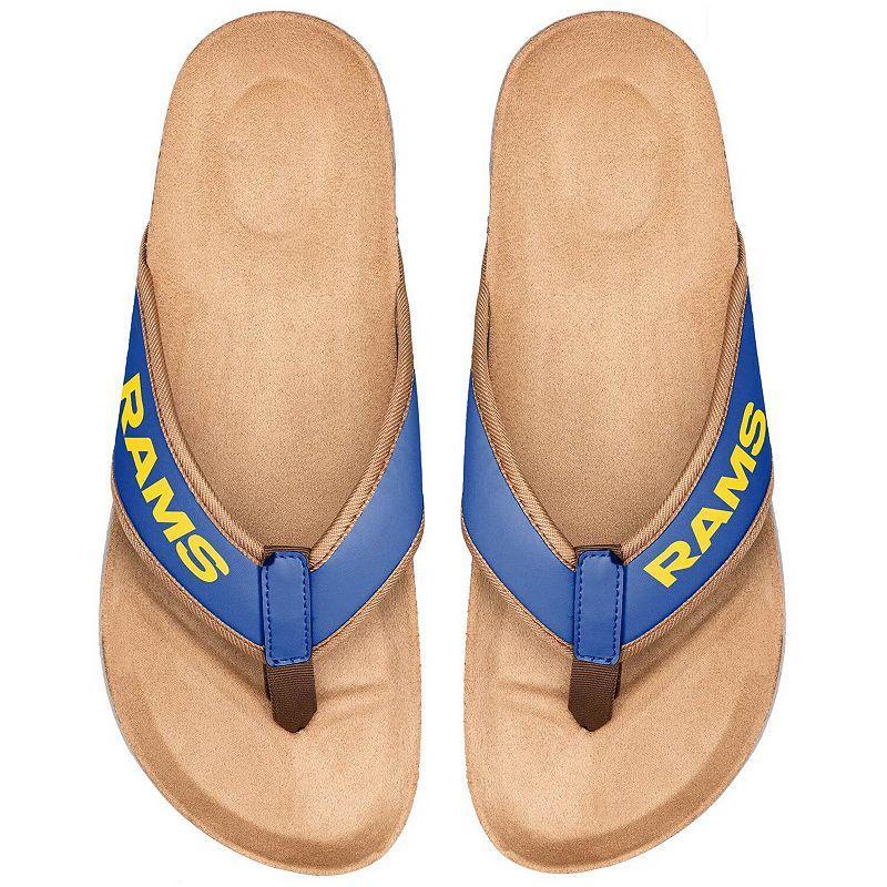 Mens FOCO Los Angeles Rams Cork Flip Flops Blue Product Image