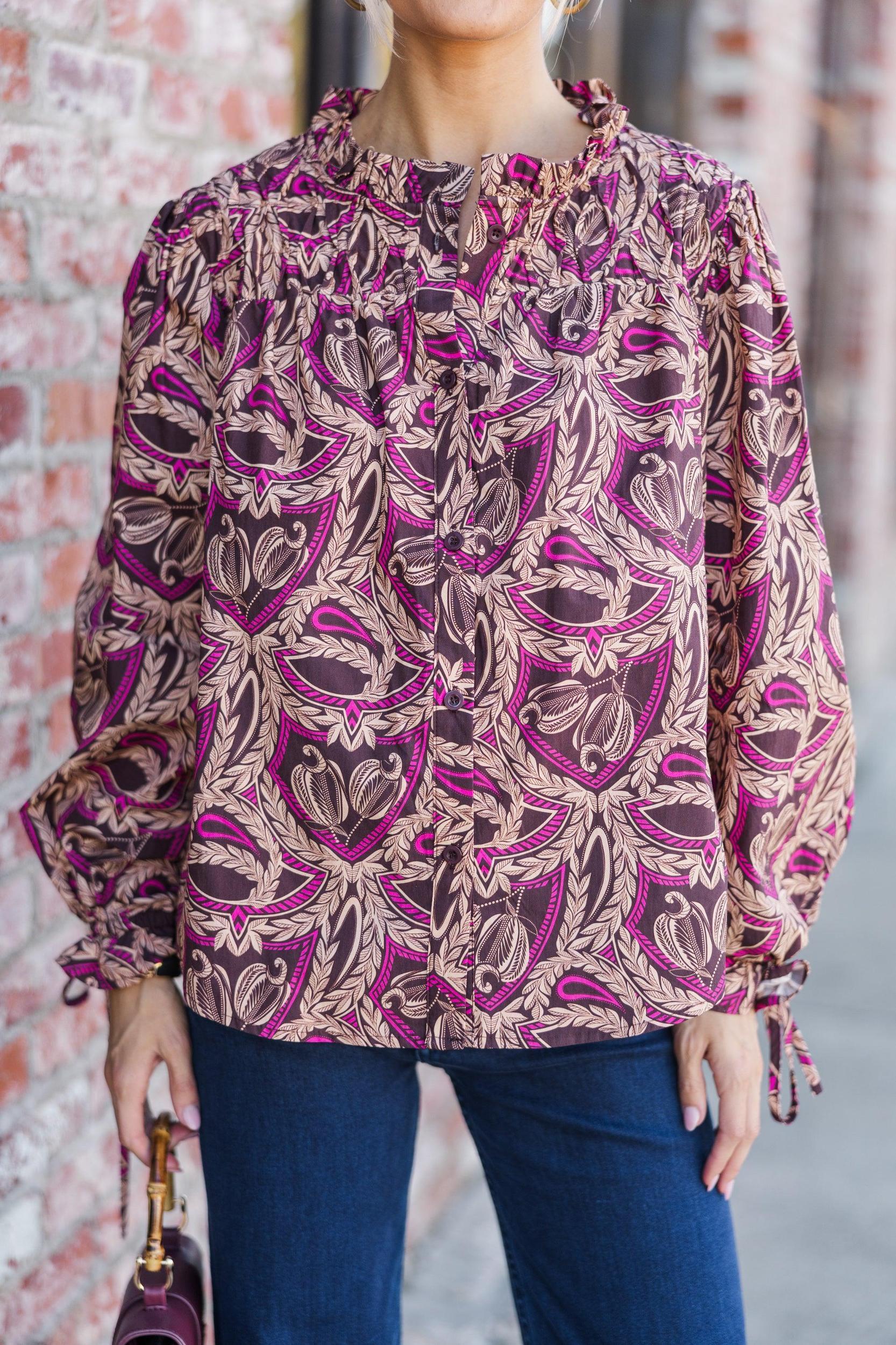 Get Familiar Brown Floral Blouse Female Product Image