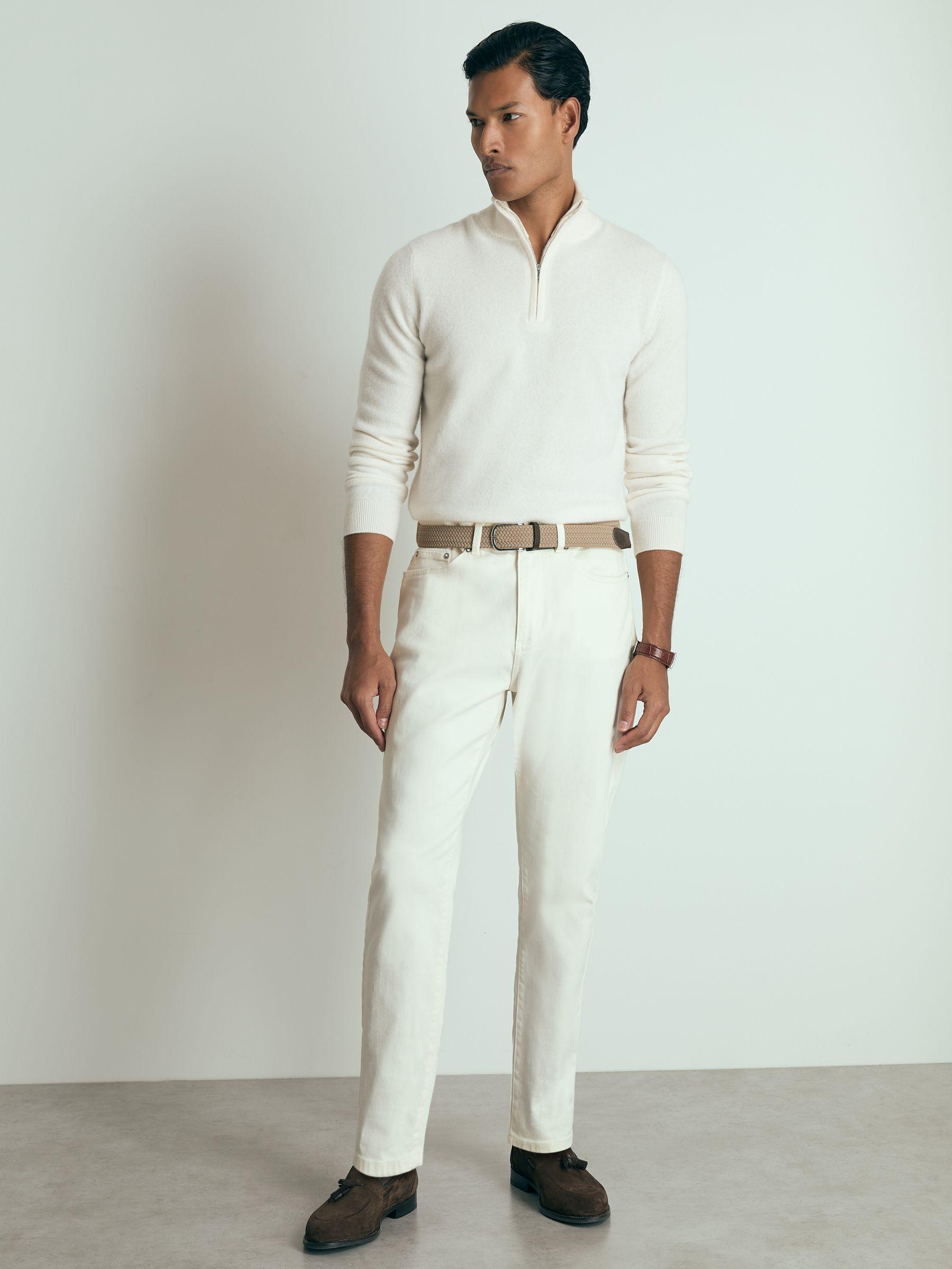 Atelier Cashmere Zip-Neck Jumper in White Product Image