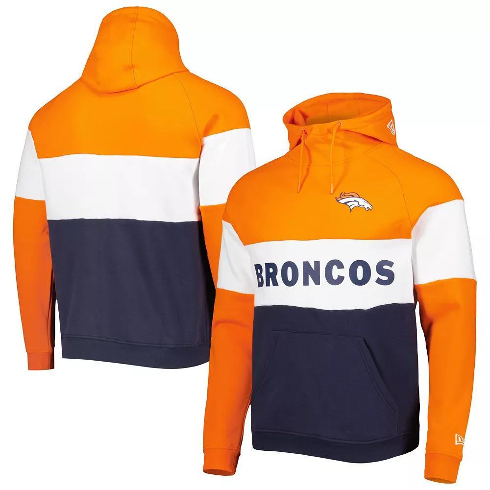 Men's New Era Navy Denver Broncos Colorblock Current Pullover Hoodie, Size: 3XL, Blue Product Image