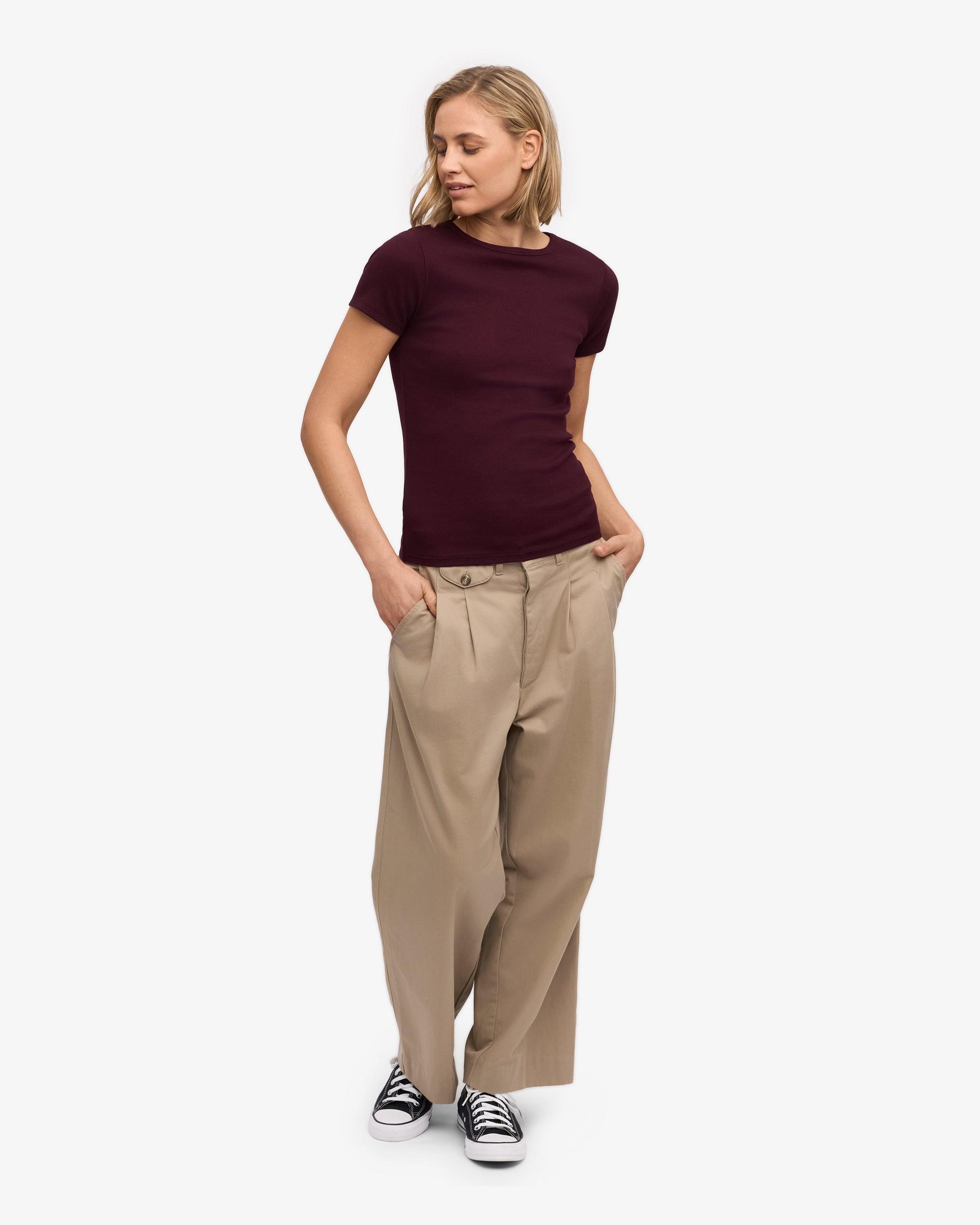 Organic Rib T-Shirt - Oxblood Red Product Image