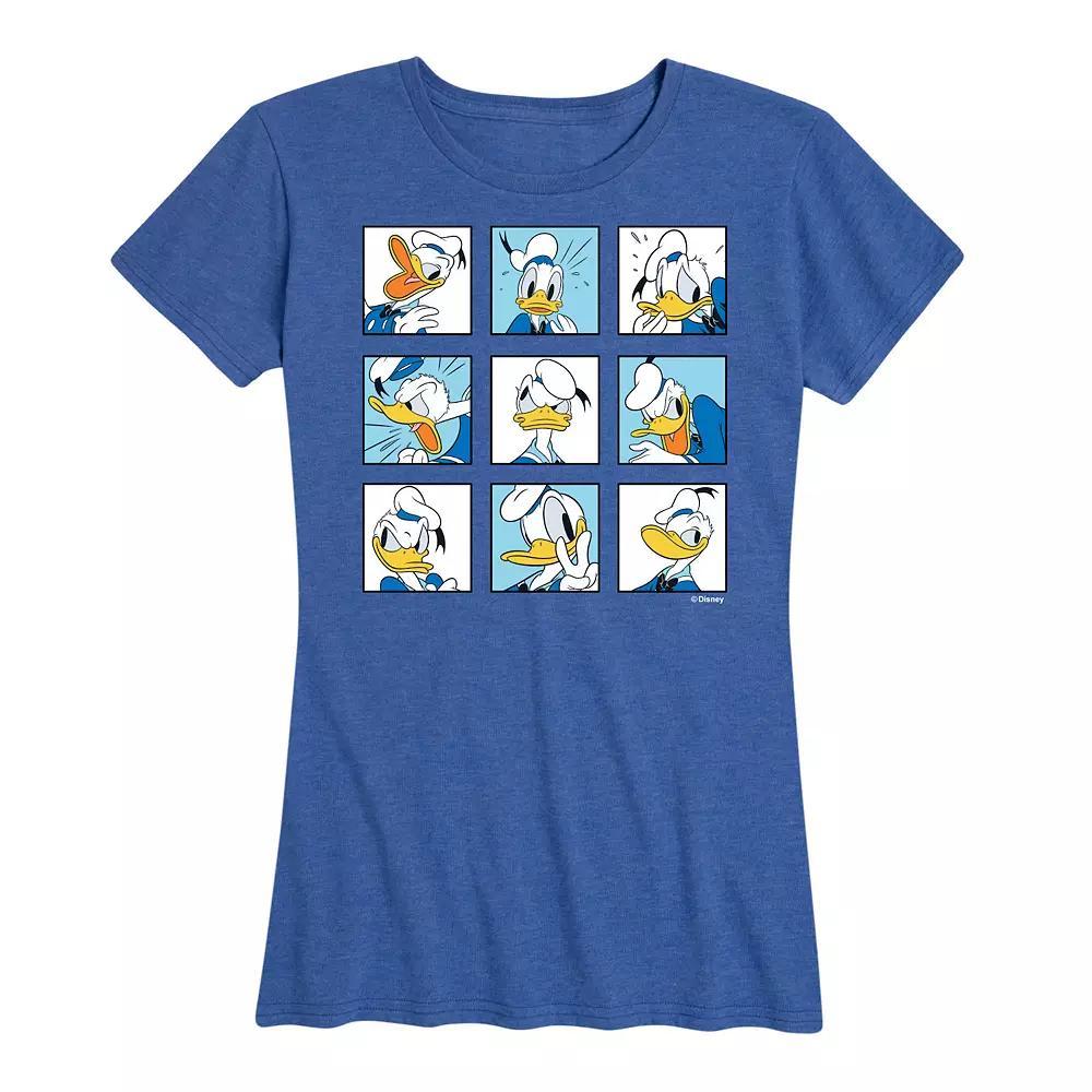 Disneys Donald Duck Womens Grid Graphic Tee Grey Royal Blue Product Image