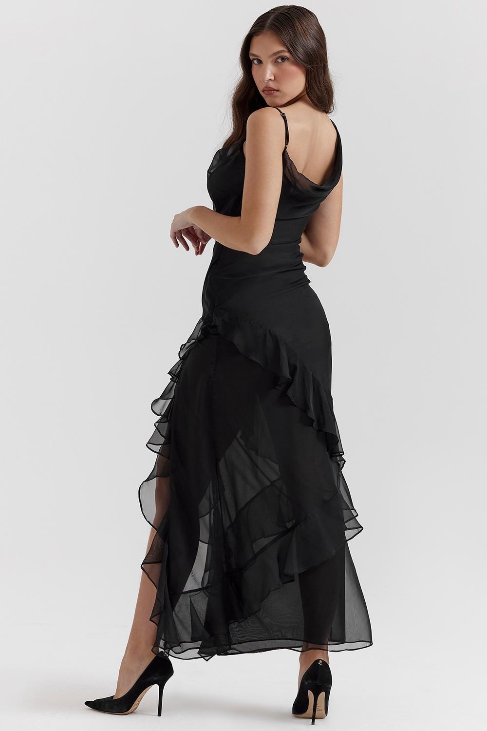 Malila  black ruffle maxi dress - sale Product Image